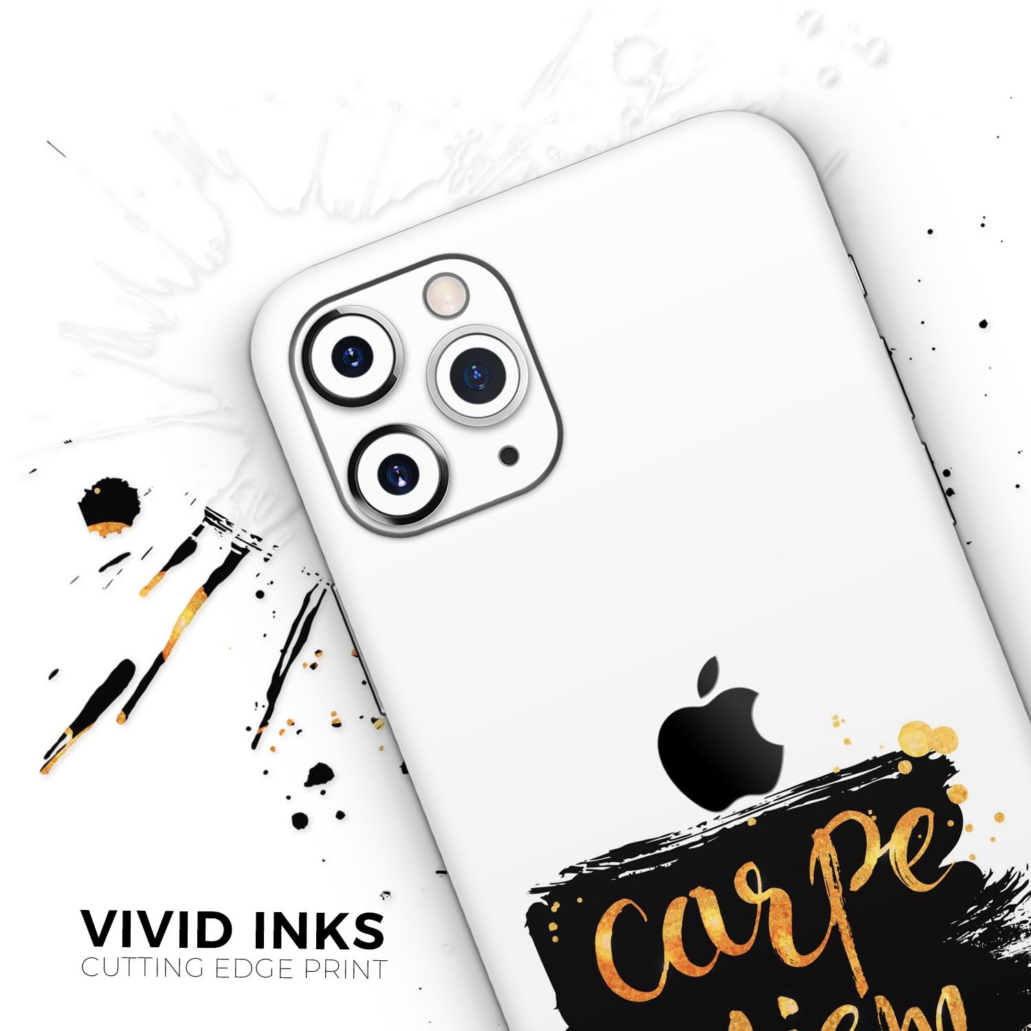 Lux Carpe Diem Skin-Kit for Apple iPhone 14 and 13, showcasing premium vinyl design and finishes.