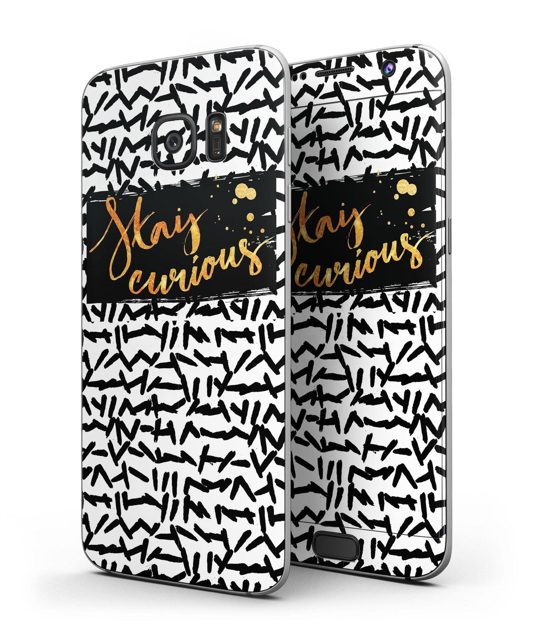 Lux Stay Curious Full Body Skin-Kit for Samsung Galaxy S7 and S7 Edge, showcasing vibrant design and premium vinyl material.