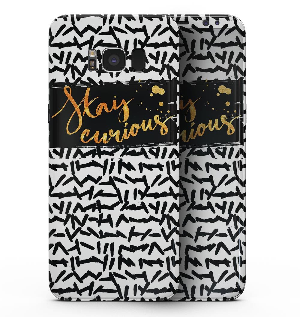 Lux Stay Curious Full-Body Skin Kit for Samsung Galaxy S8, showcasing vibrant design and premium vinyl material.