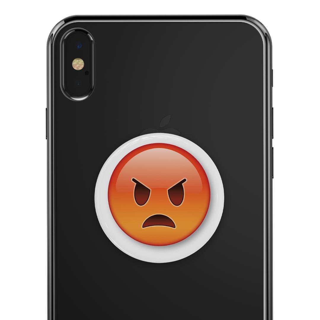 Mad Emoticon Emoji Skin Kit for PopSockets, featuring vibrant emoticon designs on premium vinyl.