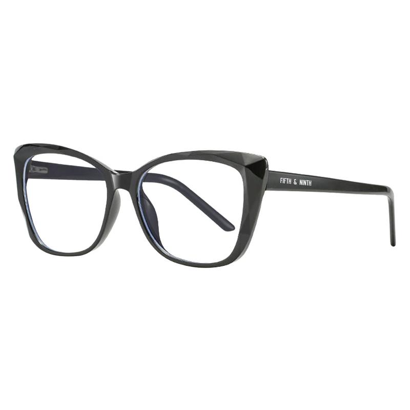 Madison Blue Light Glasses in a stylish cat-eye design, featuring a transparent travel case.