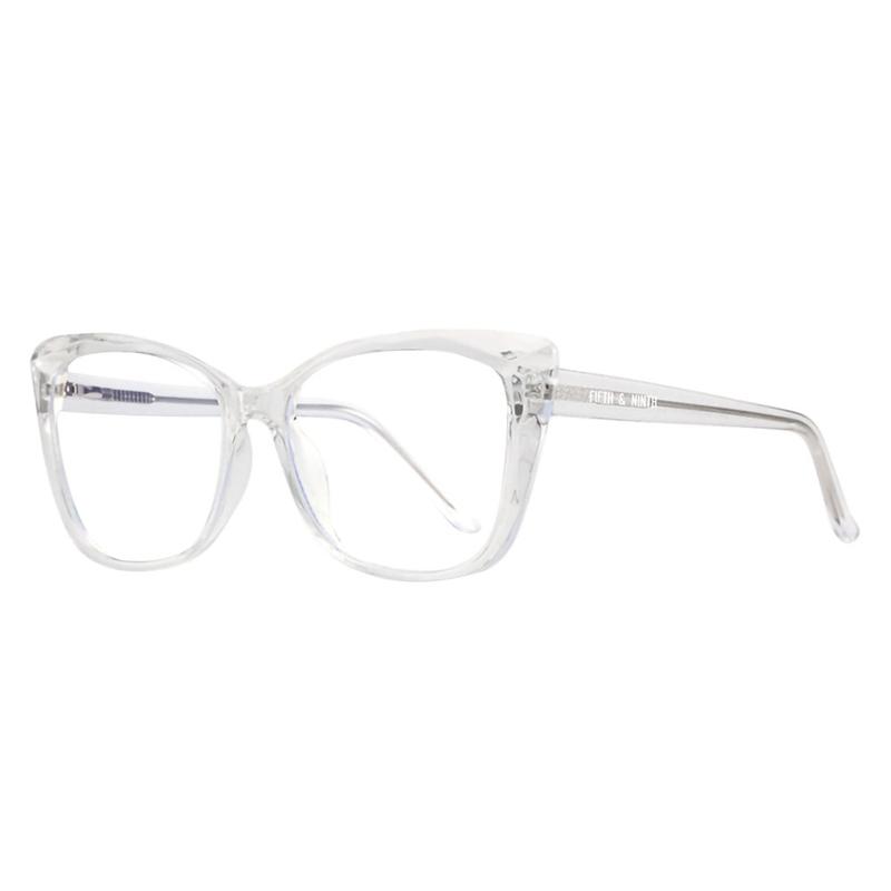 Madison Blue Light Glasses in a stylish cat-eye design, featuring a transparent travel case.