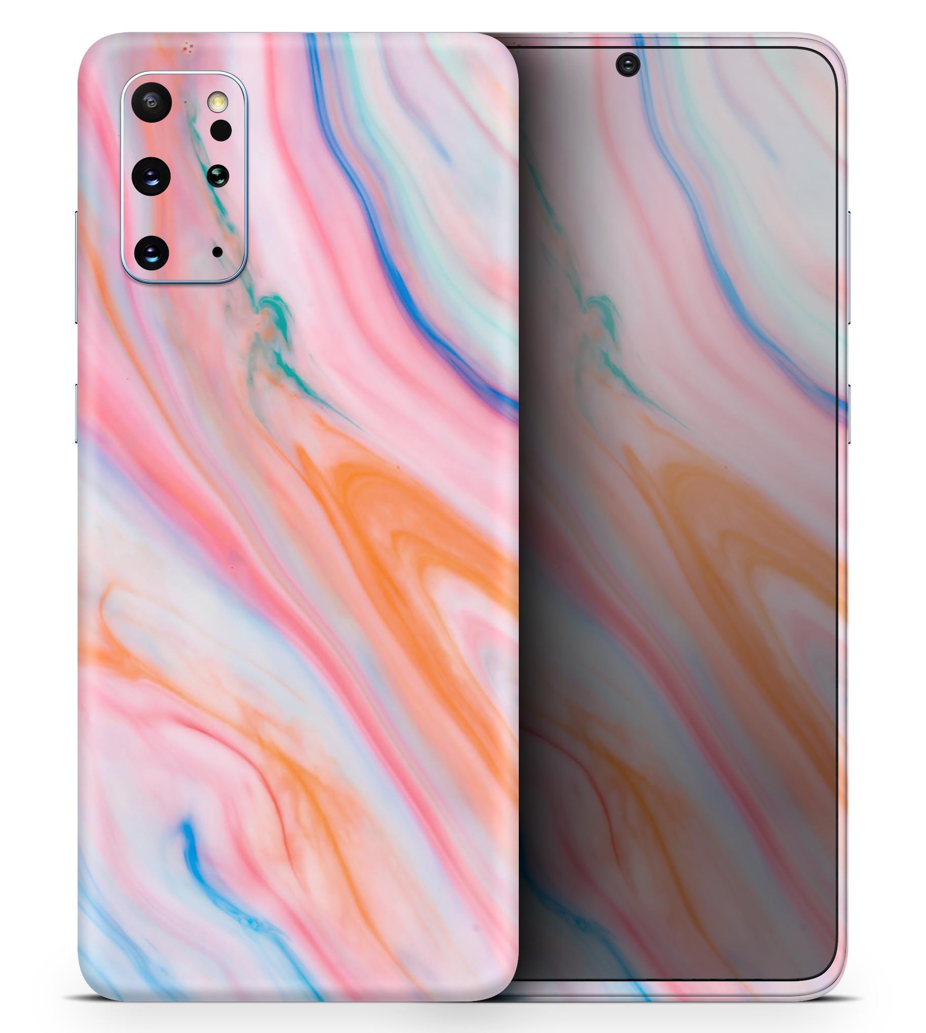 Magical Coral Marble V5 skin decal wrap kit for Samsung Galaxy, showcasing vibrant coral marble design and soft-touch finish.