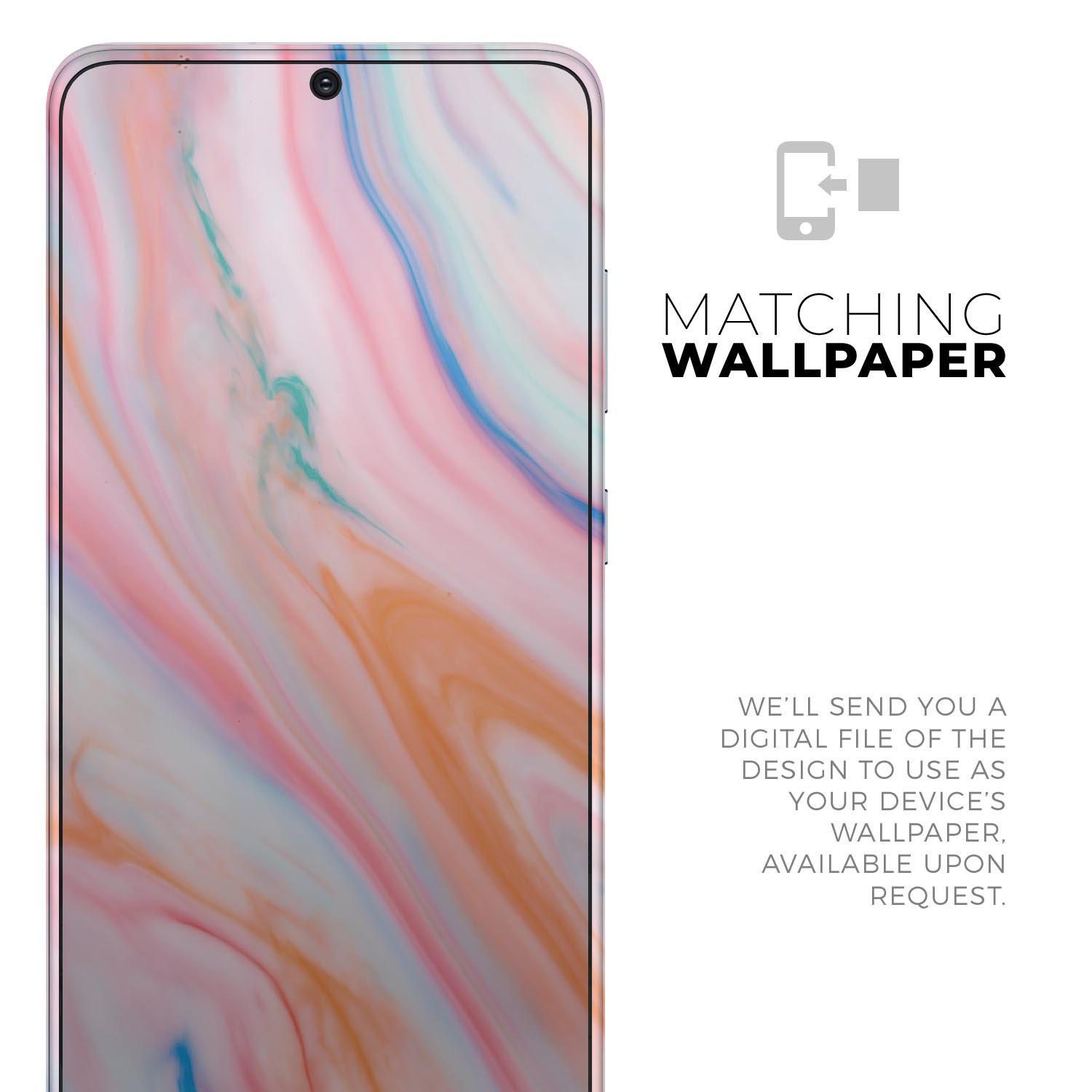 Magical Coral Marble V5 skin decal wrap kit for Samsung Galaxy, showcasing vibrant coral marble design and soft-touch finish.