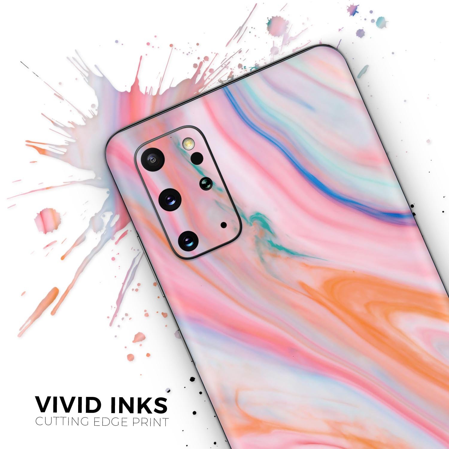 Magical Coral Marble V5 skin decal wrap kit for Samsung Galaxy, showcasing vibrant coral marble design and soft-touch finish.