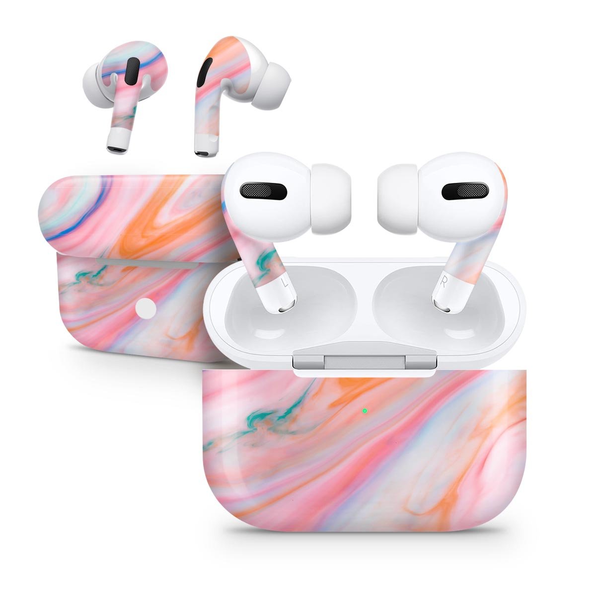 Magical Coral Marble V5 skin decal wrap kit for Apple AirPods Pro, showcasing vibrant colors and a unique marble design.