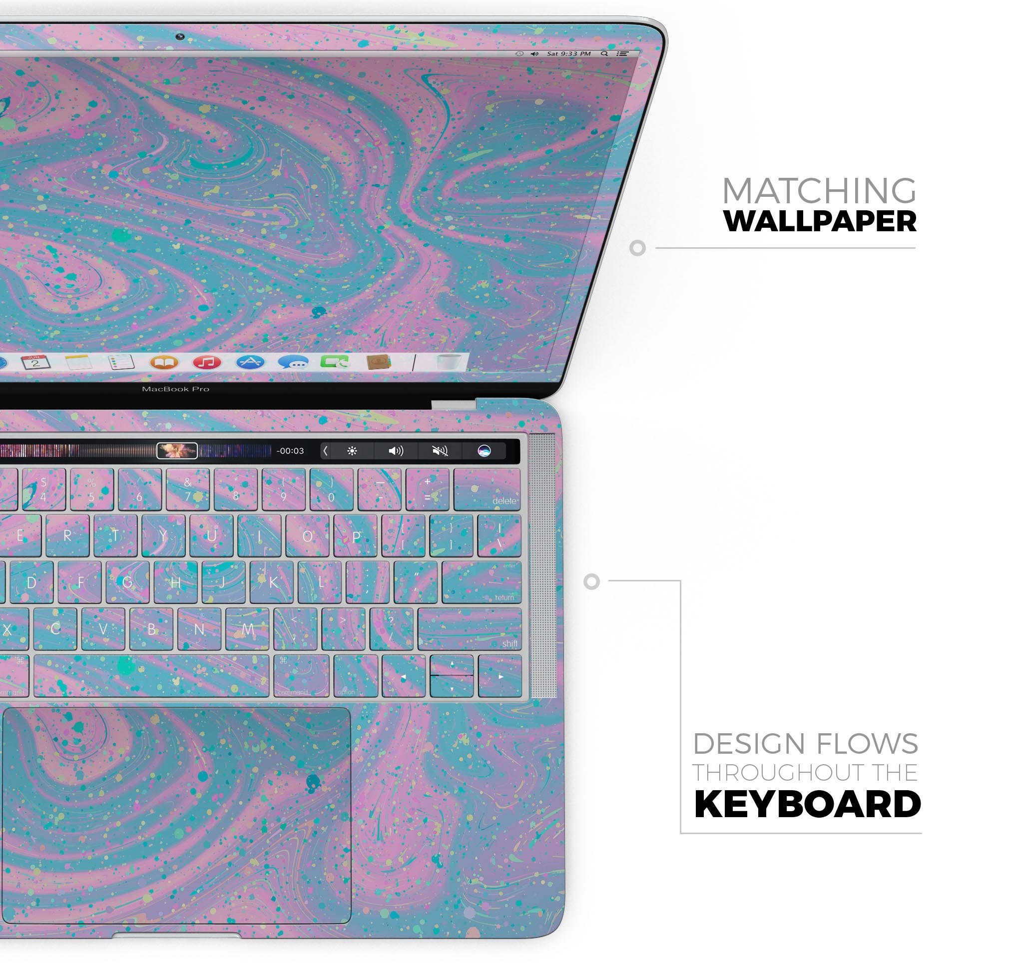 Magical Marble Skin Decal Wrap Kit for Apple MacBook, showcasing vibrant design and premium vinyl material.