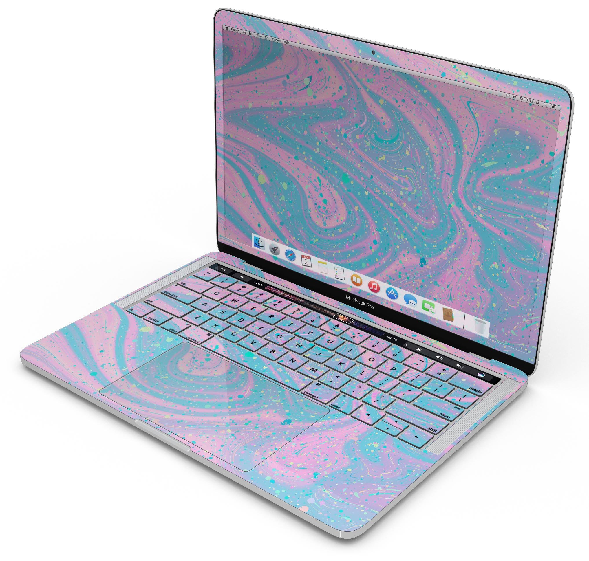 Magical Marble Skin Decal Wrap Kit for Apple MacBook, showcasing vibrant design and premium vinyl material.