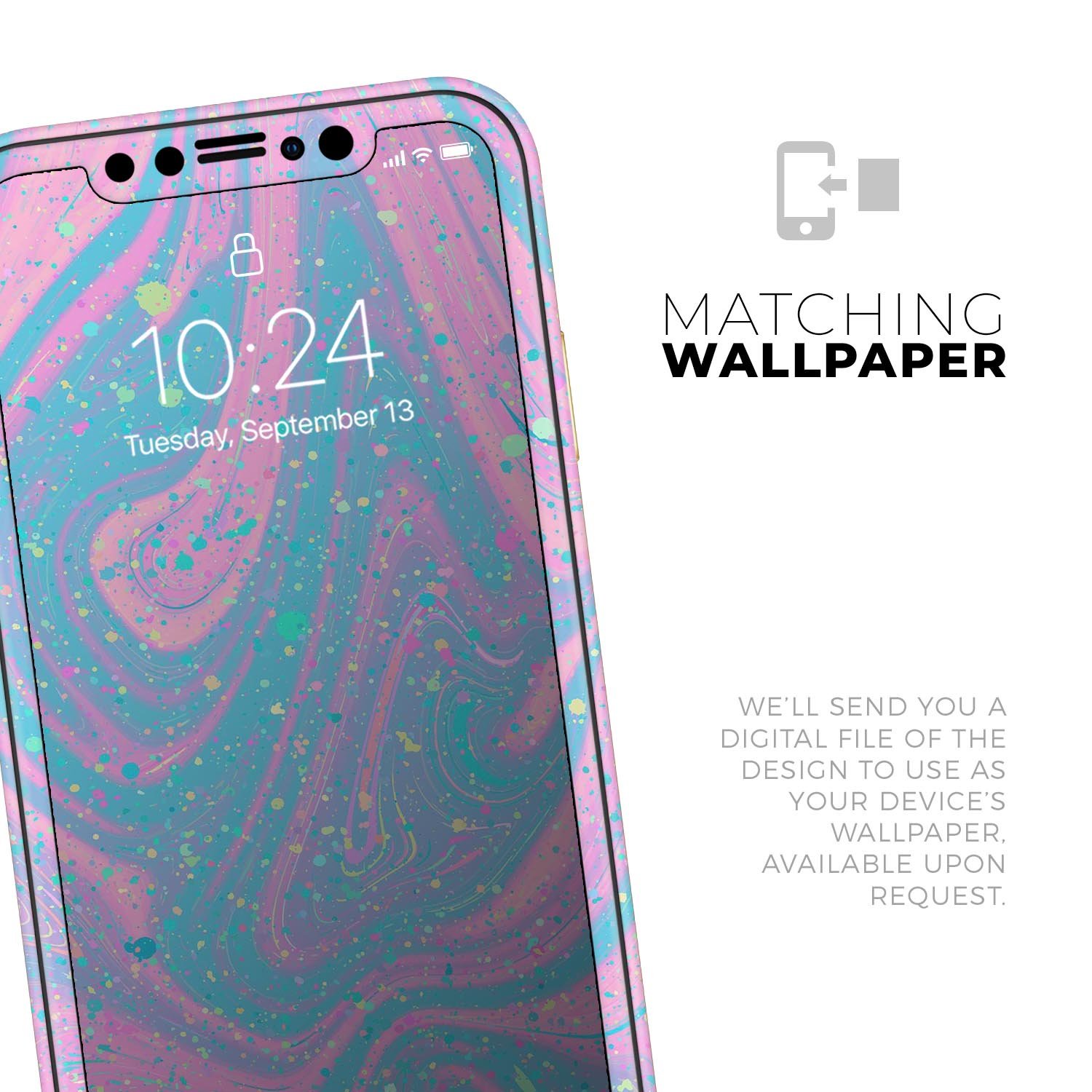 Magical Marble Skin-Kit for Apple iPhone 14 and 13, showcasing a stylish marble design on a sleek device.