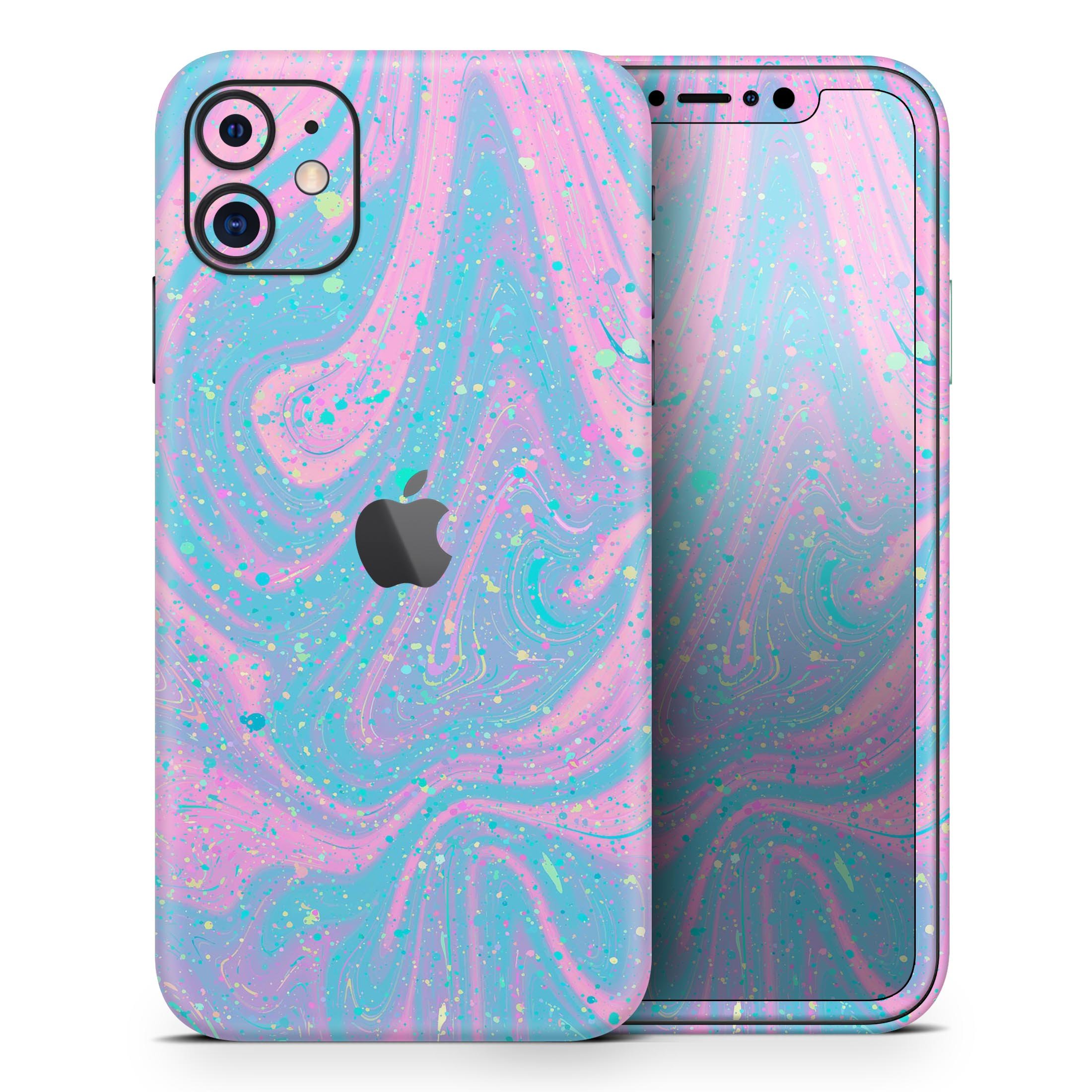 Magical Marble Skin-Kit for Apple iPhone 14 and 13, showcasing a stylish marble design on a sleek device.