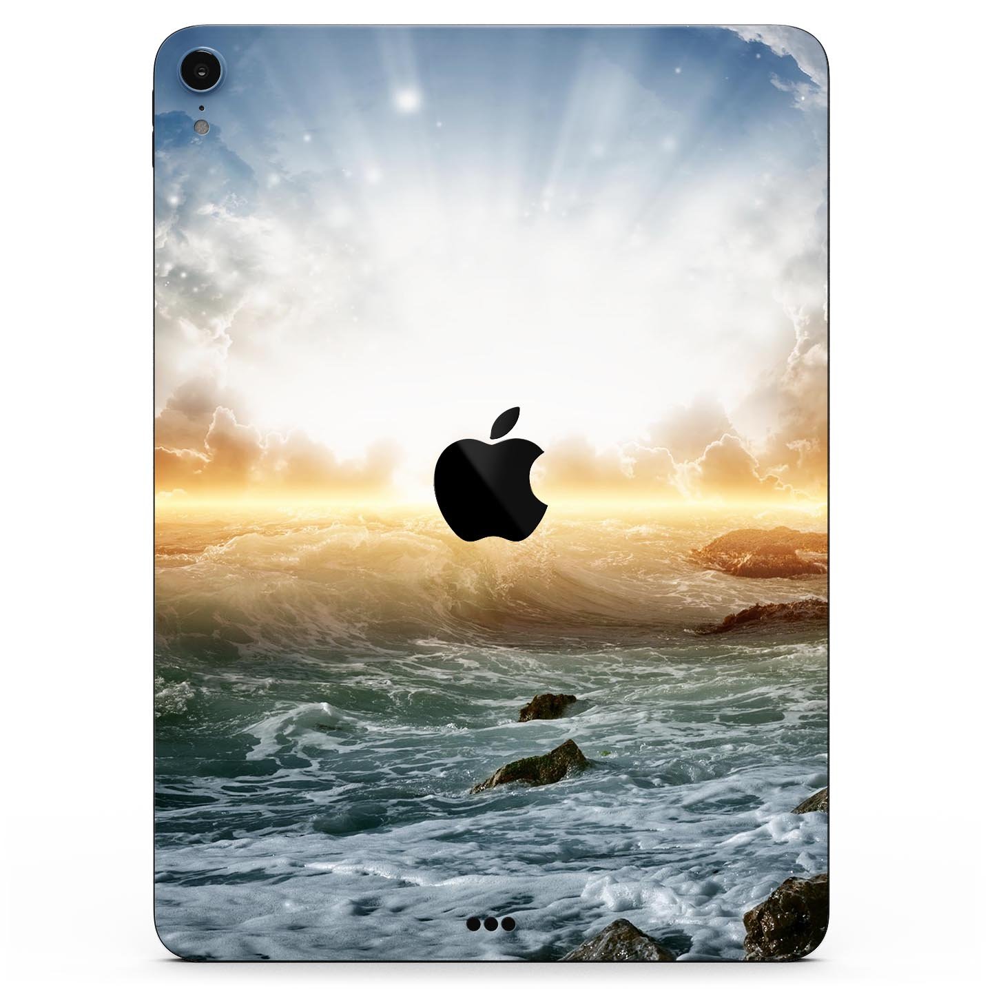 Majestic Sky on Crashing Waves full body skin decal for Apple devices, showcasing vibrant colors and intricate wave designs.