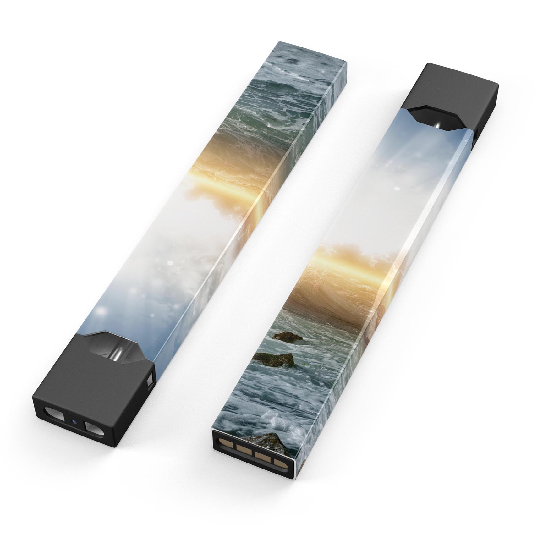 Majestic Sky on Crashing Waves skin-wrap for JUUL vaping device, showcasing vibrant colors and a sleek design.