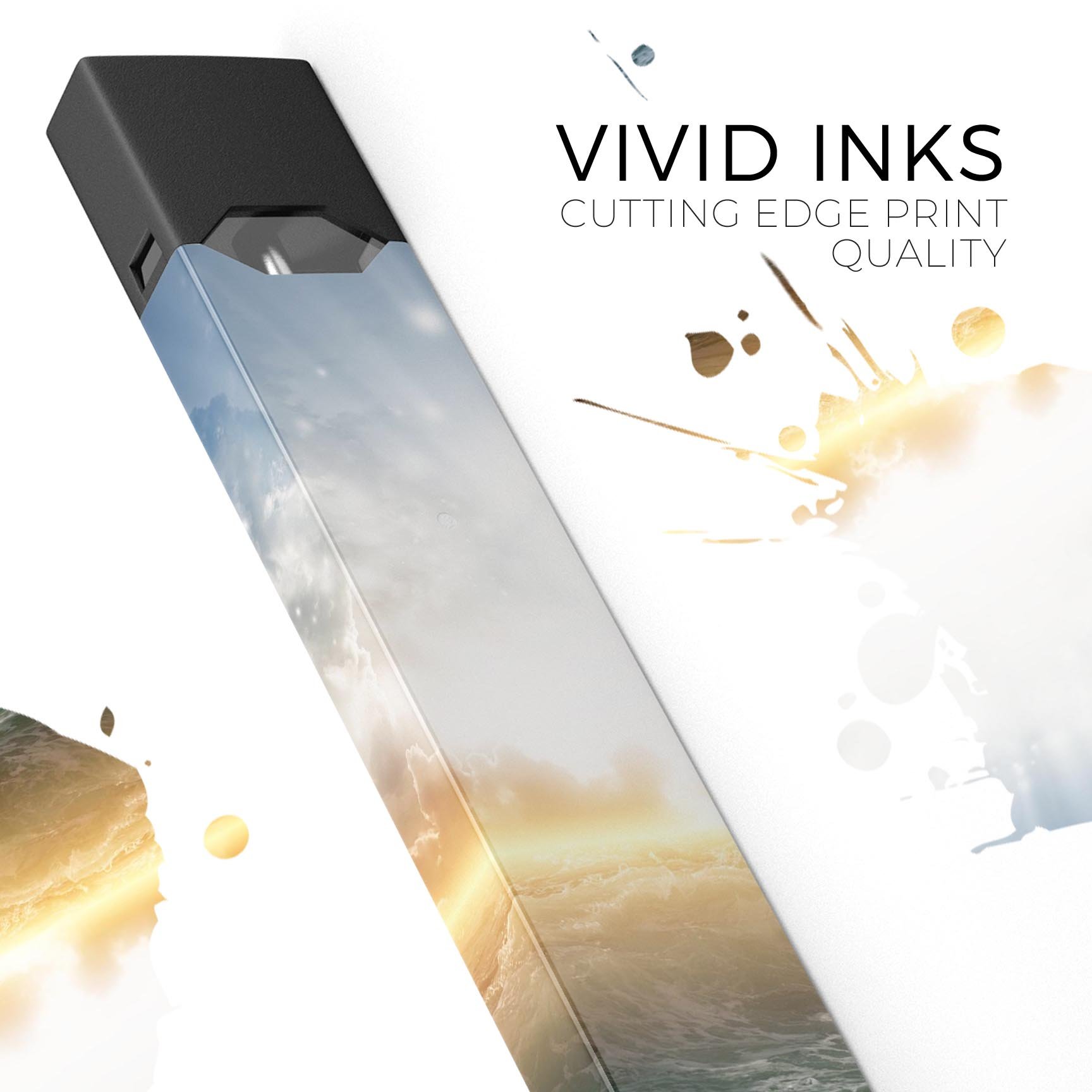 Majestic Sky on Crashing Waves skin-wrap for JUUL vaping device, showcasing vibrant colors and a sleek design.