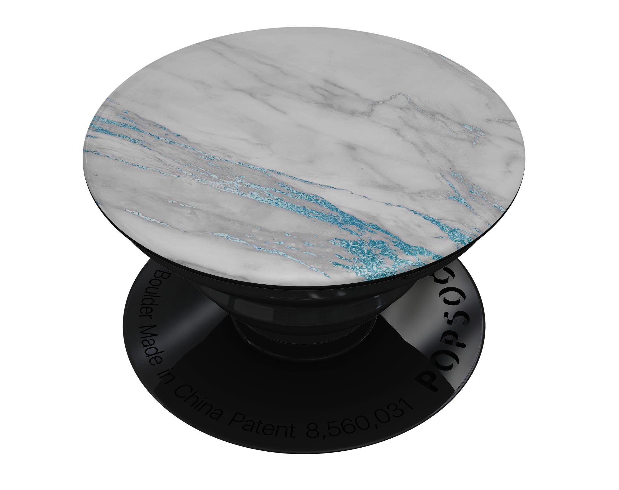 Marble and Digital Blue Frosted Foil V8 Skin Kit for PopSockets, showcasing a stylish design on a smartphone grip.