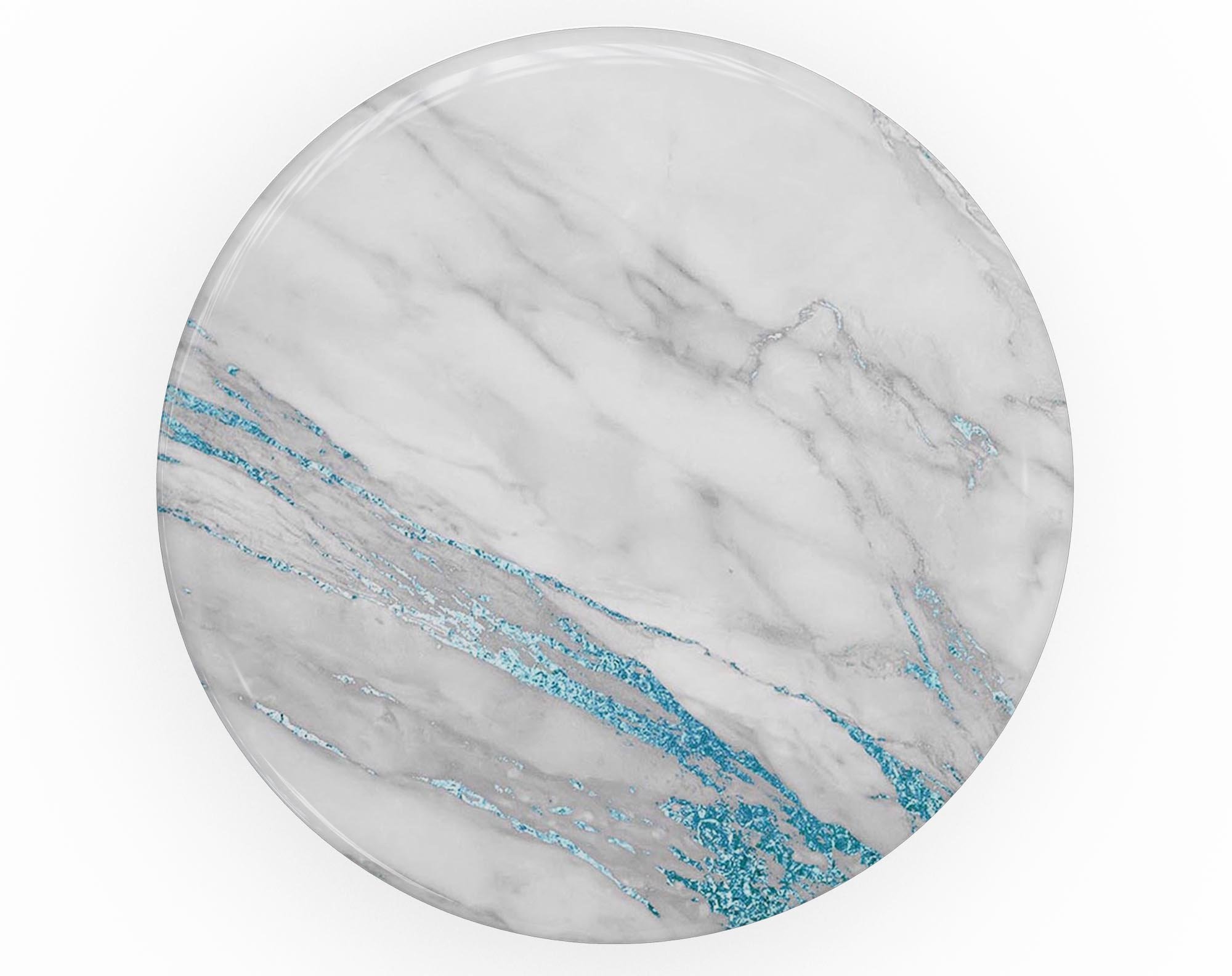 Marble and Digital Blue Frosted Foil V8 Skin Kit for PopSockets, showcasing a stylish design on a smartphone grip.