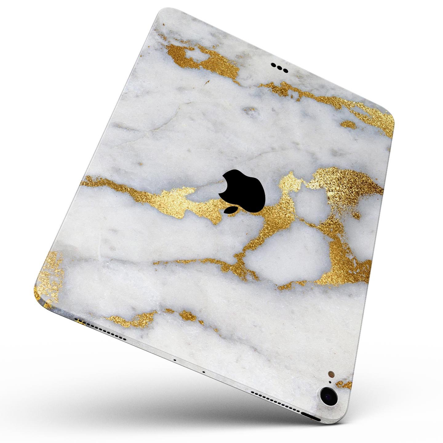 Marble and digital gold foil skin decal for Apple devices, showcasing a stylish design with premium 3M materials.