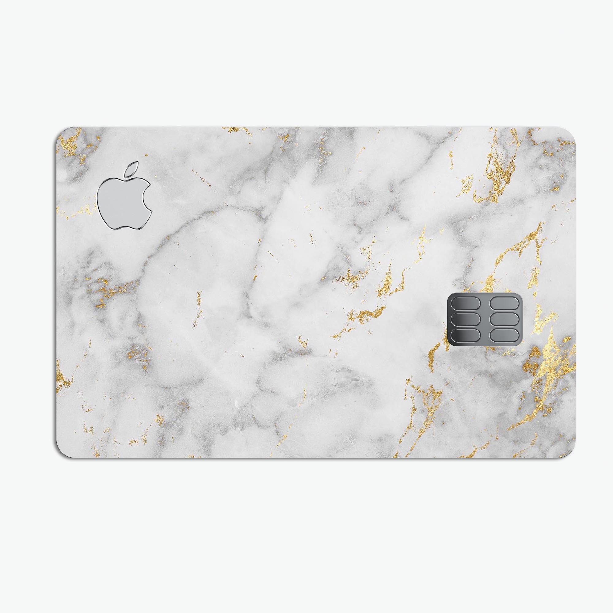 Marble and digital gold foil skin for Apple Card, showcasing a stylish design with premium vinyl material.