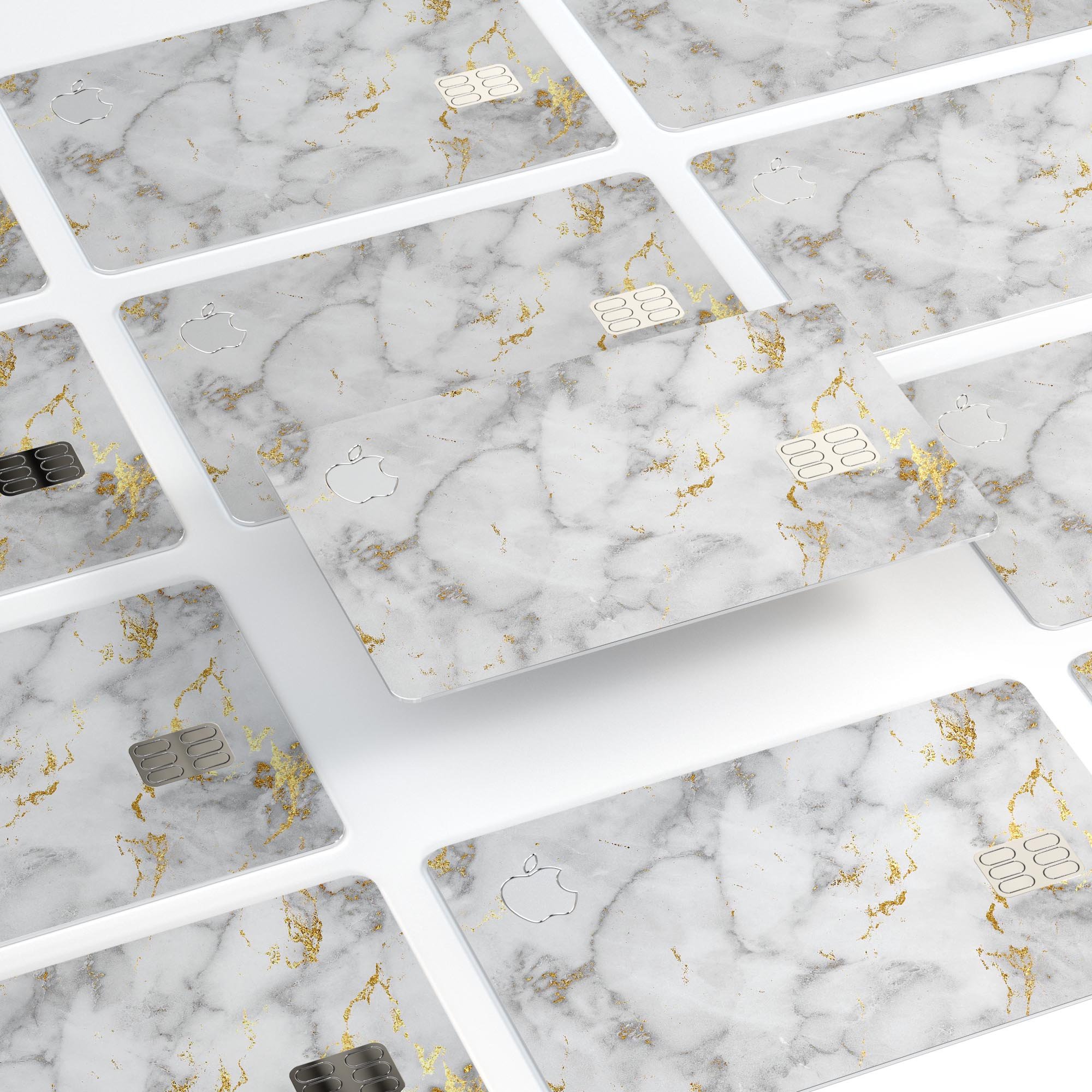 Marble and digital gold foil skin for Apple Card, showcasing a stylish design with premium vinyl material.