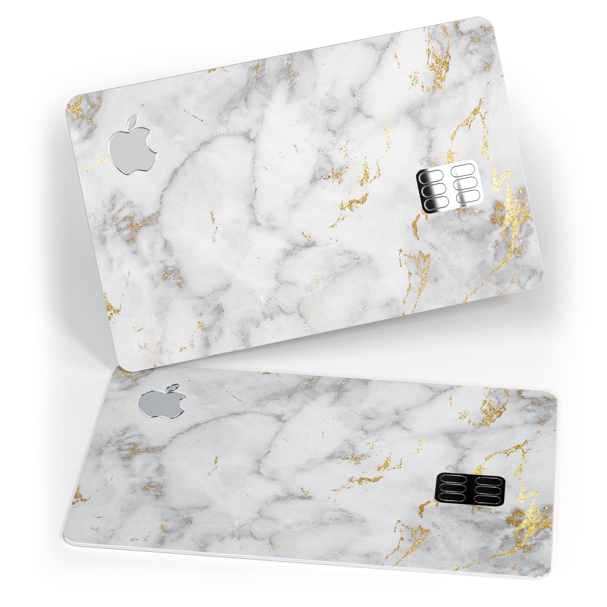 Marble and digital gold foil skin for Apple Card, showcasing a stylish design with premium vinyl material.