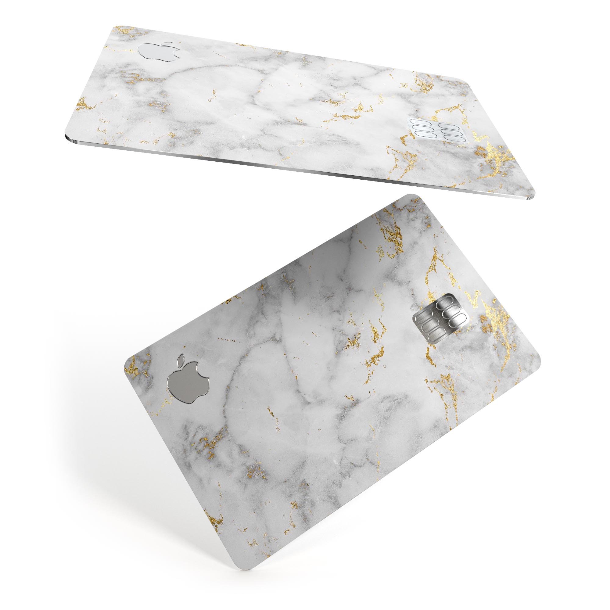 Marble and digital gold foil skin for Apple Card, showcasing a stylish design with premium vinyl material.