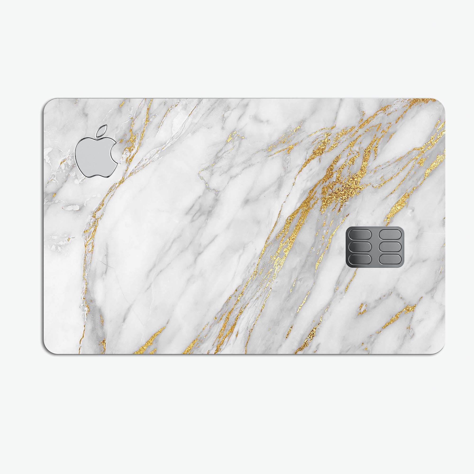 Marble and Digital Gold Foil V4 decal skin for Apple Card, showcasing a stylish design with premium vinyl protection.