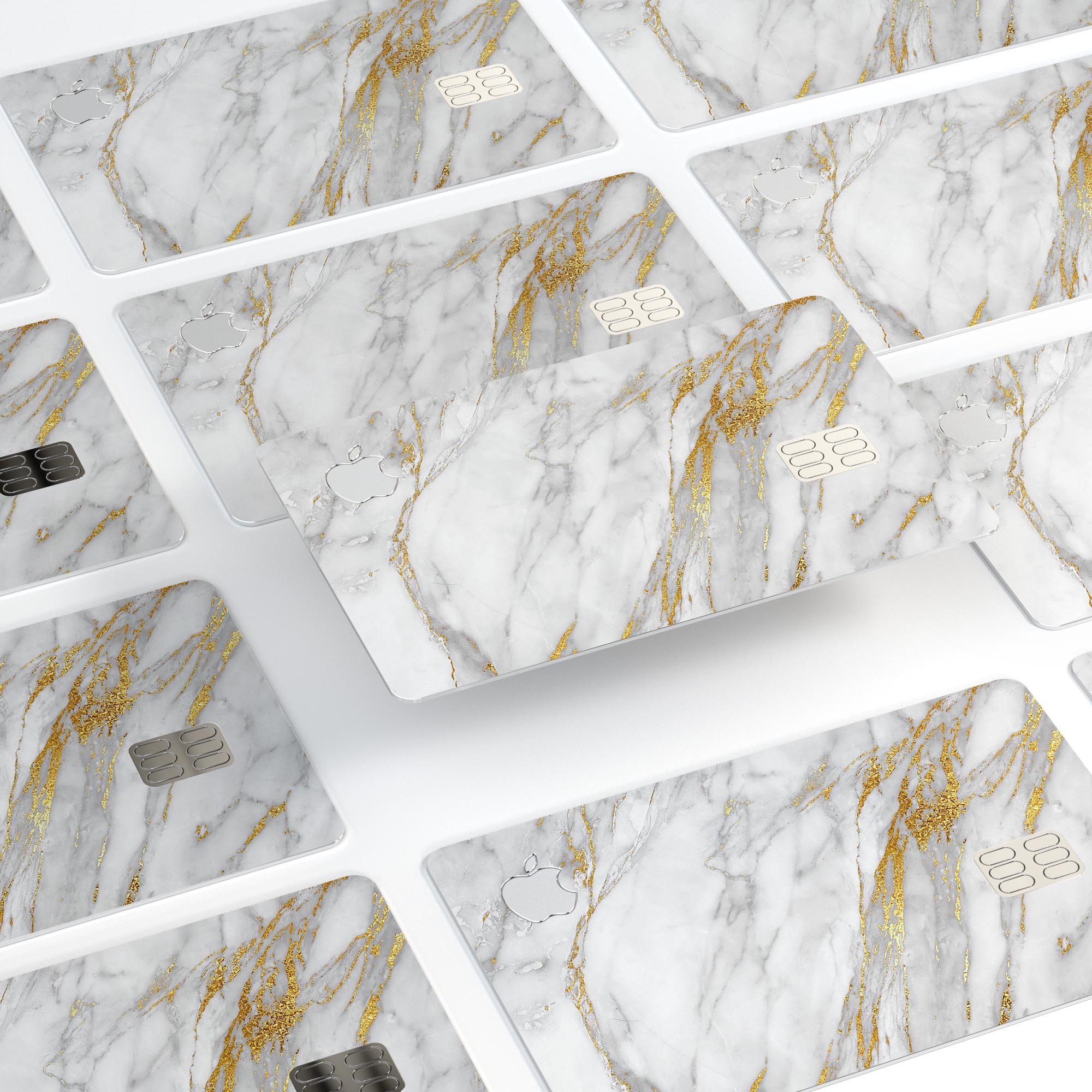 Marble and Digital Gold Foil V4 decal skin for Apple Card, showcasing a stylish design with premium vinyl protection.