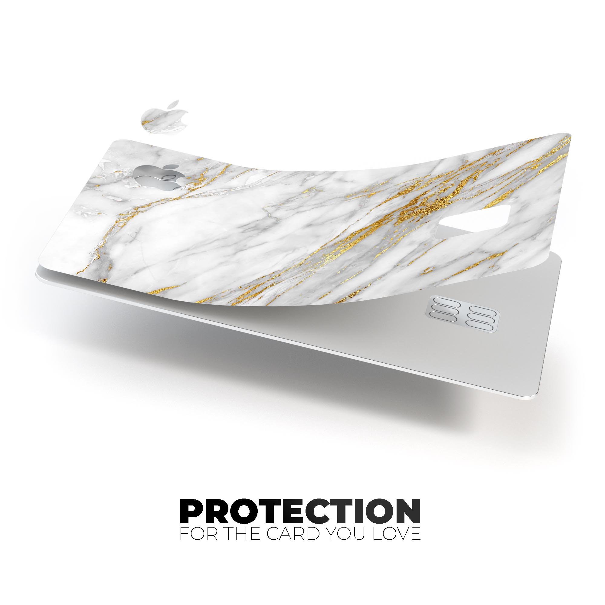 Marble and Digital Gold Foil V4 decal skin for Apple Card, showcasing a stylish design with premium vinyl protection.