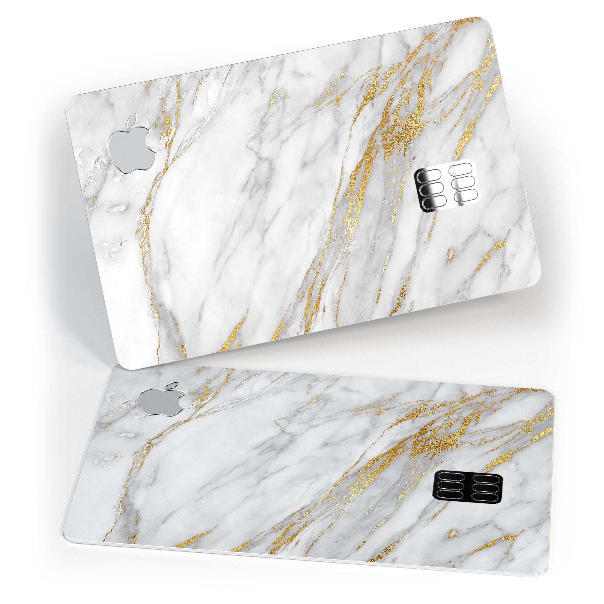 Marble and Digital Gold Foil V4 decal skin for Apple Card, showcasing a stylish design with premium vinyl protection.