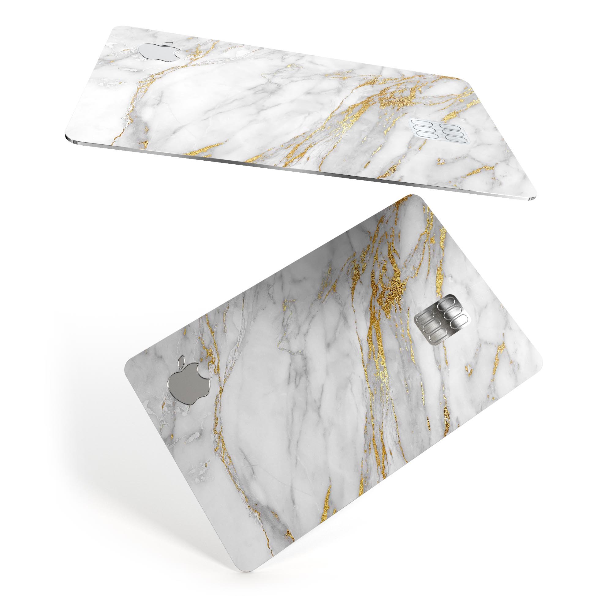 Marble and Digital Gold Foil V4 decal skin for Apple Card, showcasing a stylish design with premium vinyl protection.