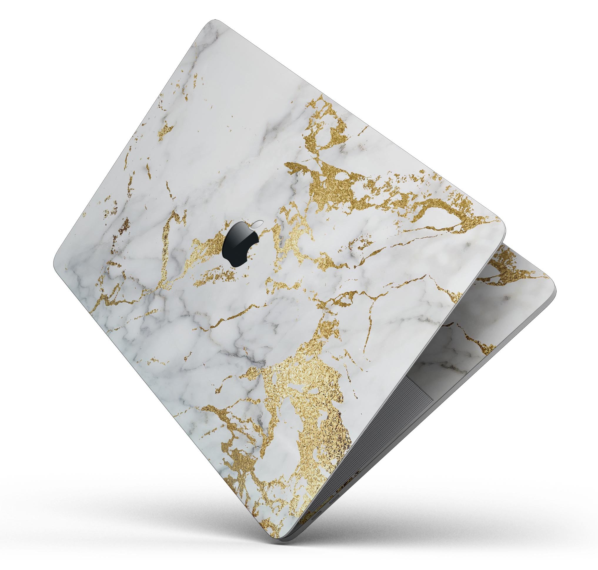 Marble & Digital Gold Foil V5 skin decal wrap kit for Apple MacBook, showcasing a stylish design with premium vinyl material.