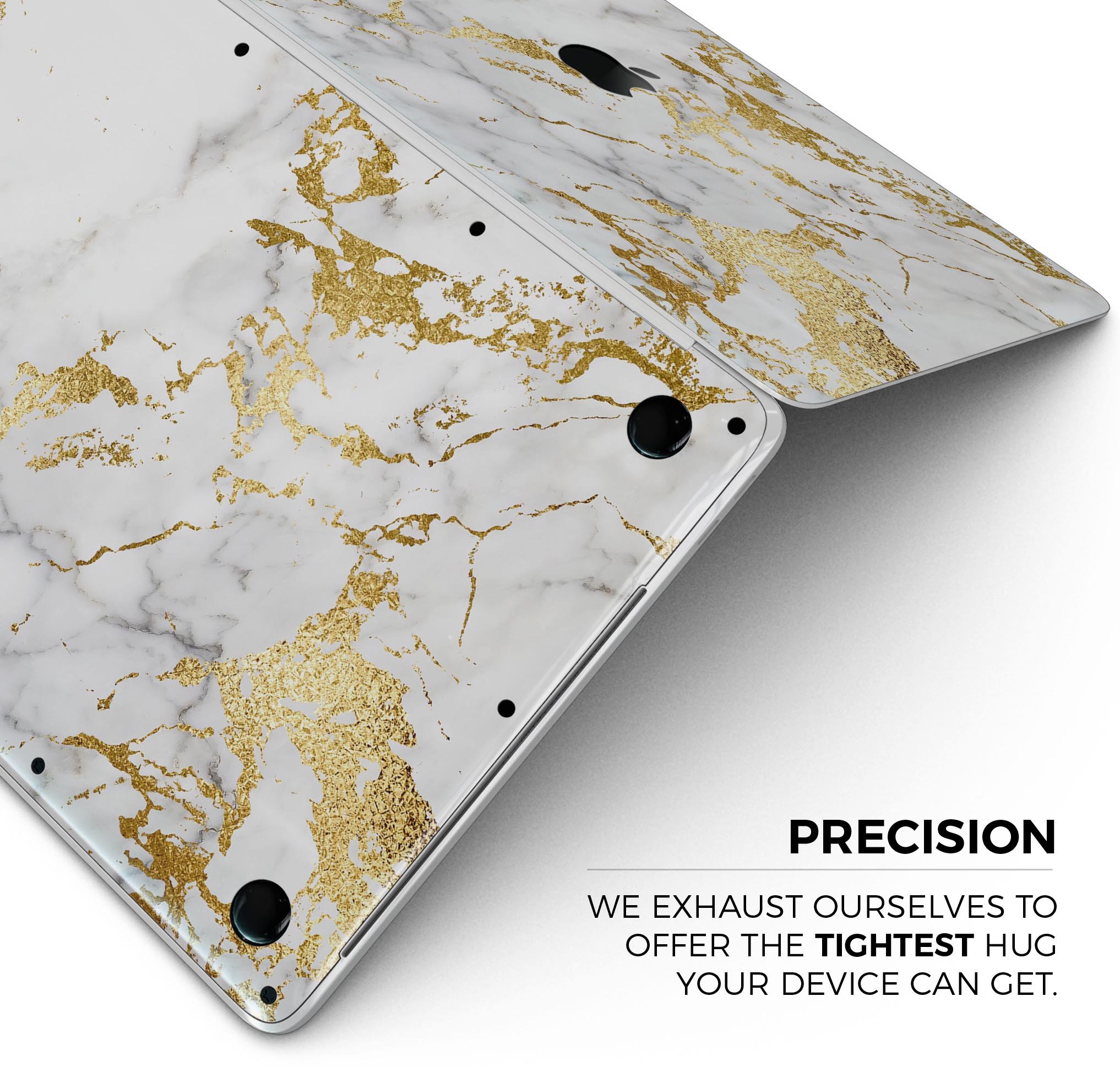 Marble & Digital Gold Foil V5 skin decal wrap kit for Apple MacBook, showcasing a stylish design with premium vinyl material.