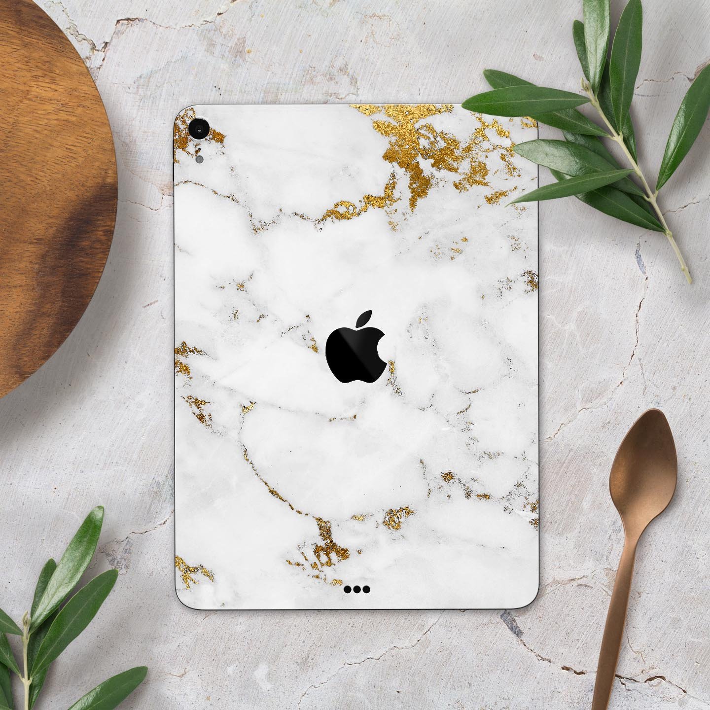 Marble and Digital Gold Foil V6 skin decal for Apple devices, showcasing a stylish design with premium 3M materials for protection.