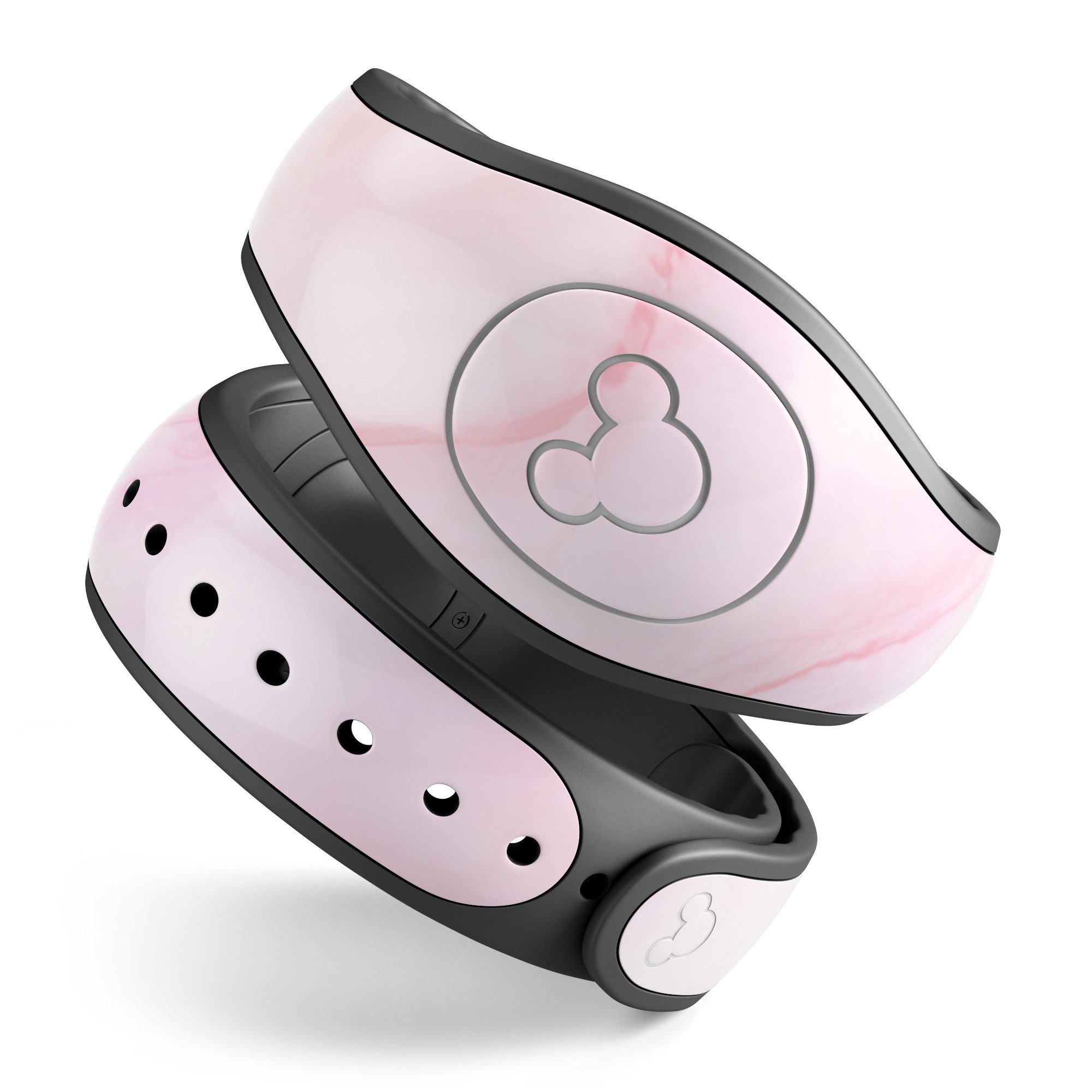 Marble Surface V1 Pink decal skin wrap kit for Disney Magic Band, showcasing a stylish marble design with a soft-matte finish.