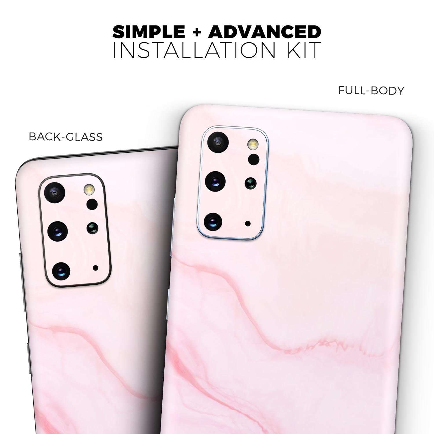 Marble Surface V1 Pink skin decal wrap kit for Samsung Galaxy, showcasing a stylish marble design with a soft-touch matte finish.