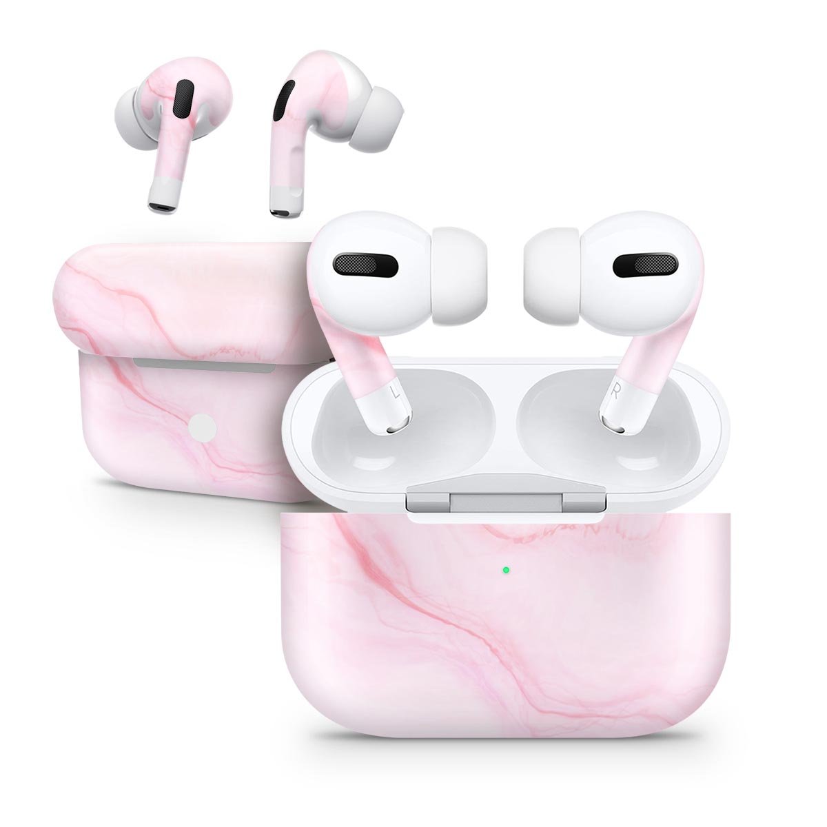 Marble Surface V1 Pink skin decal wrap kit for Apple AirPods Pro, showcasing a stylish marble design with a soft-touch finish.