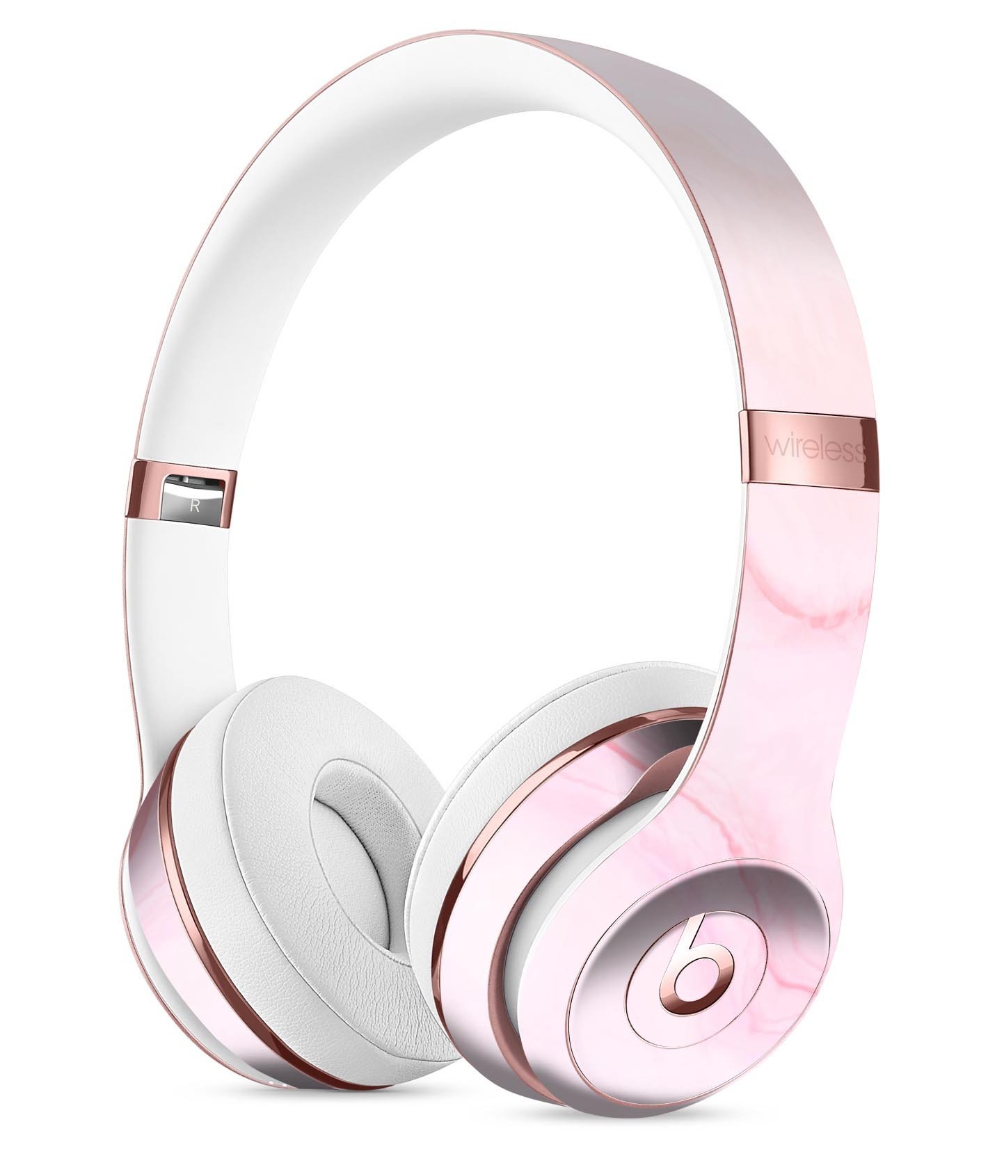 Marble Surface V1 Pink Full-Body Skin Kit for Beats by Dre Solo 3, showcasing a stylish marble design that fits perfectly on the headphones.