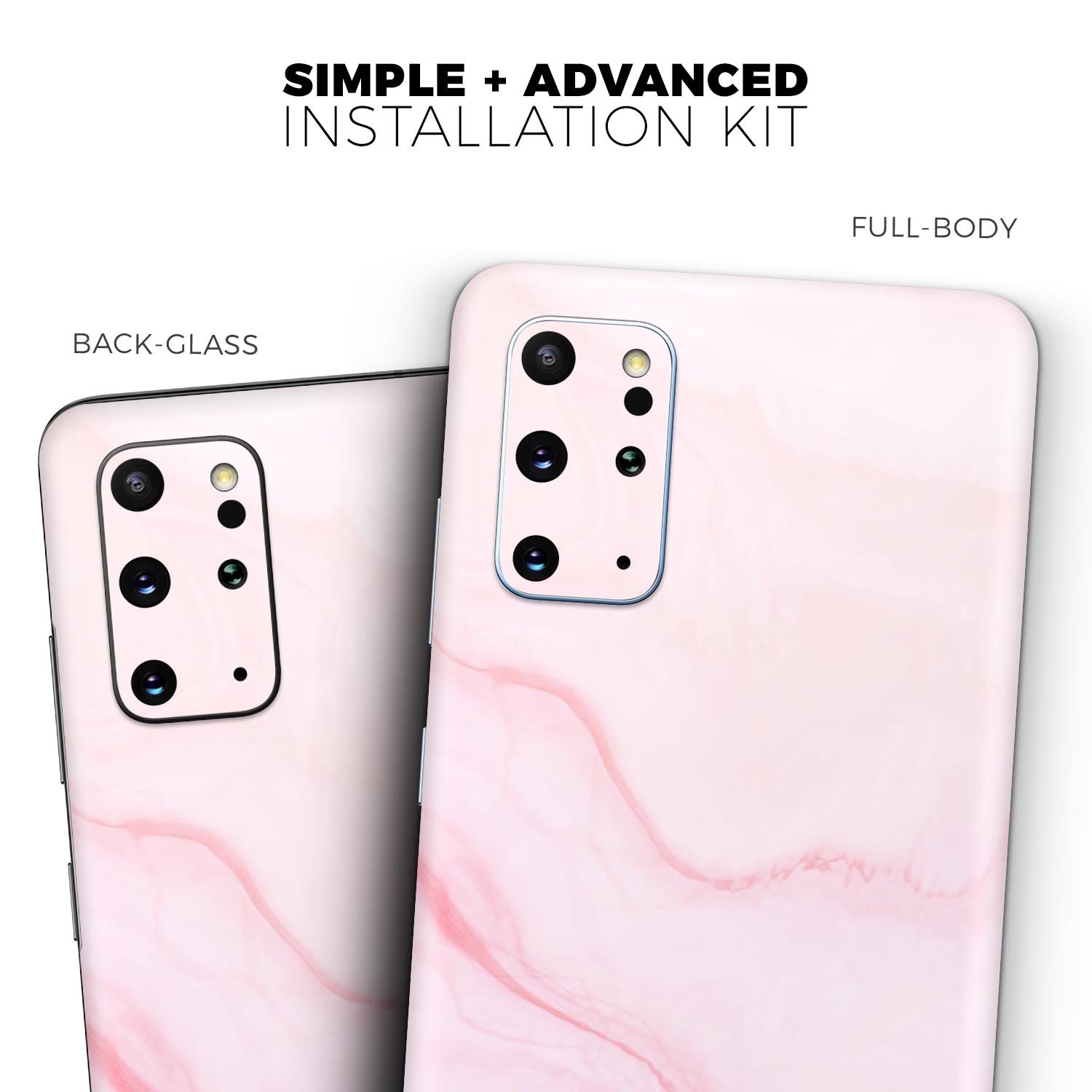 Marble Surface V1 Pink Skin-Kit for Samsung Galaxy S20, showcasing a stylish marble design on a sleek device.