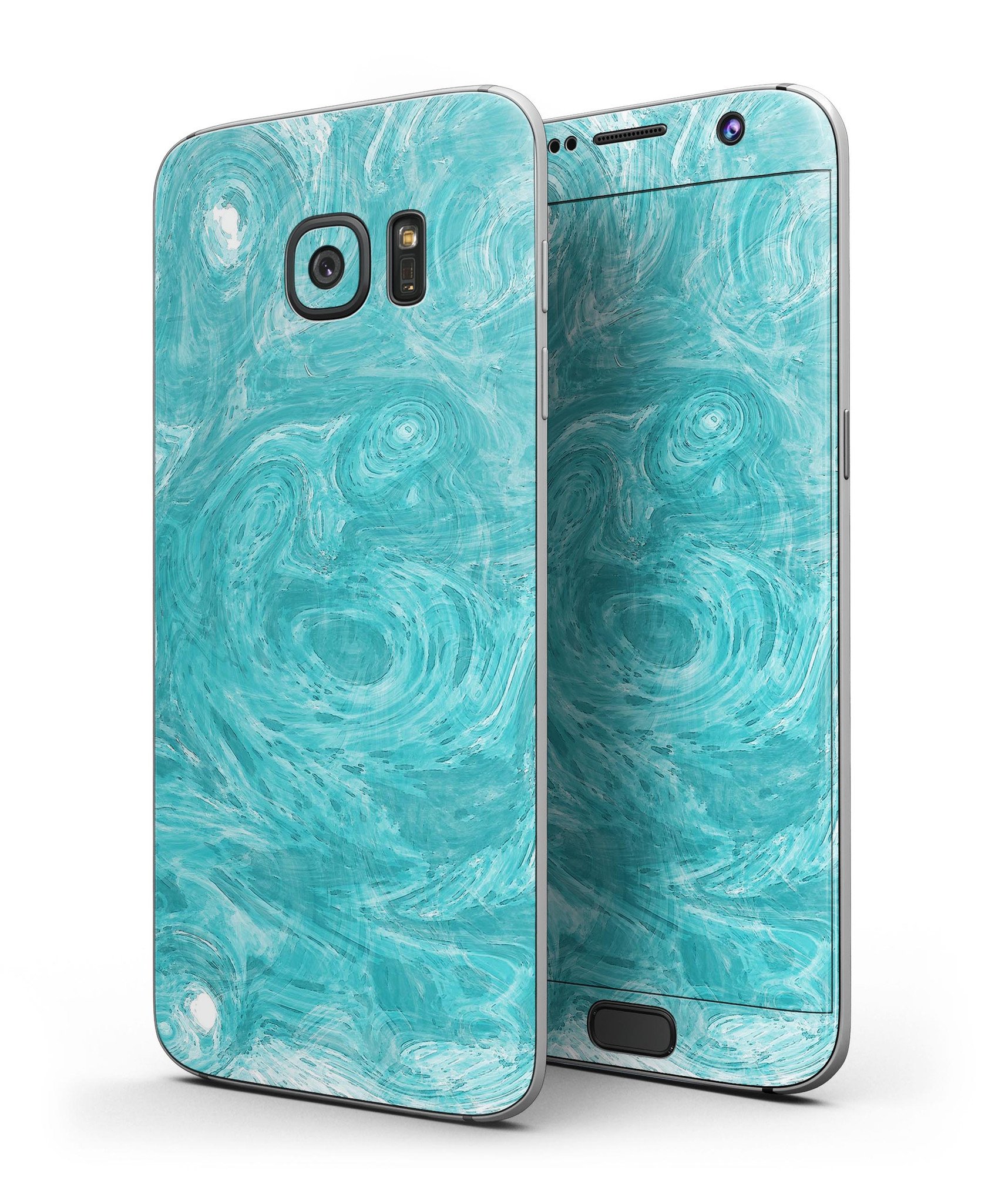 Marble Surface V1 Teal skin kit for Samsung Galaxy S7, showcasing a stylish design with a full-body wrap.