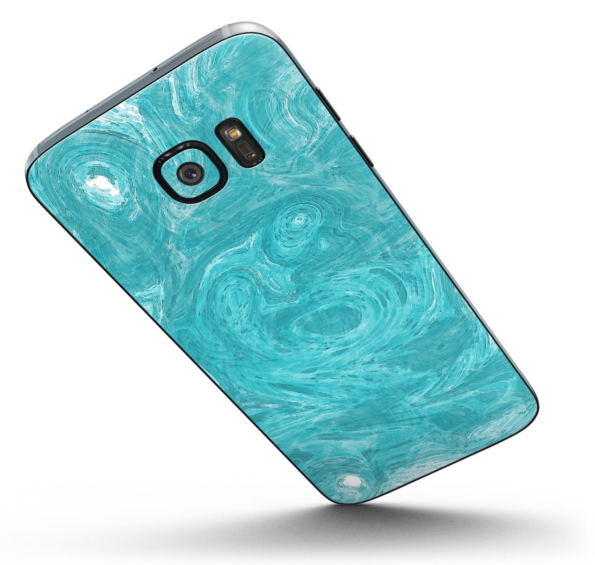 Marble Surface V1 Teal skin kit for Samsung Galaxy S7, showcasing a stylish design with a full-body wrap.