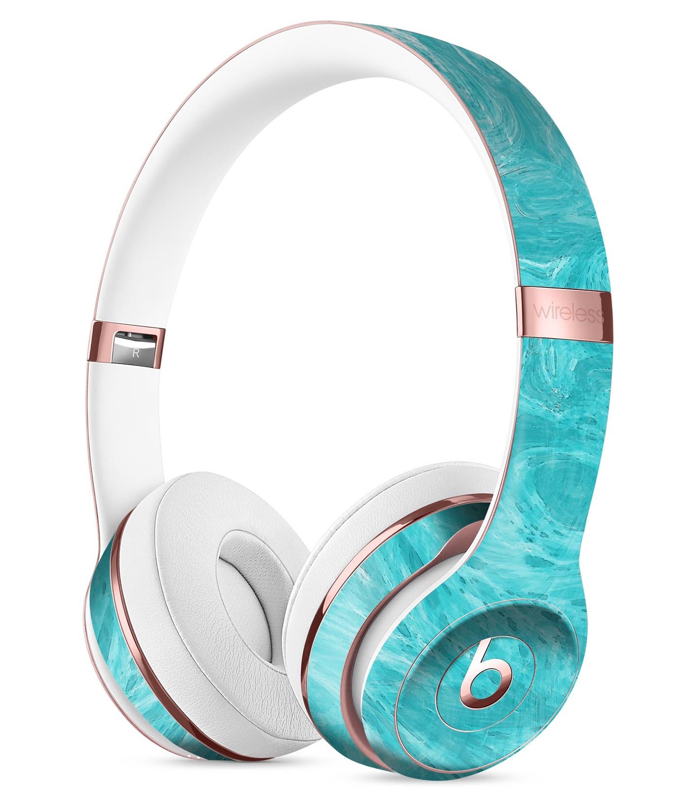 Marble Surface V1 Teal Full-Body Skin Kit for Beats by Dre Solo 3, showcasing a stylish teal marble design on headphones.