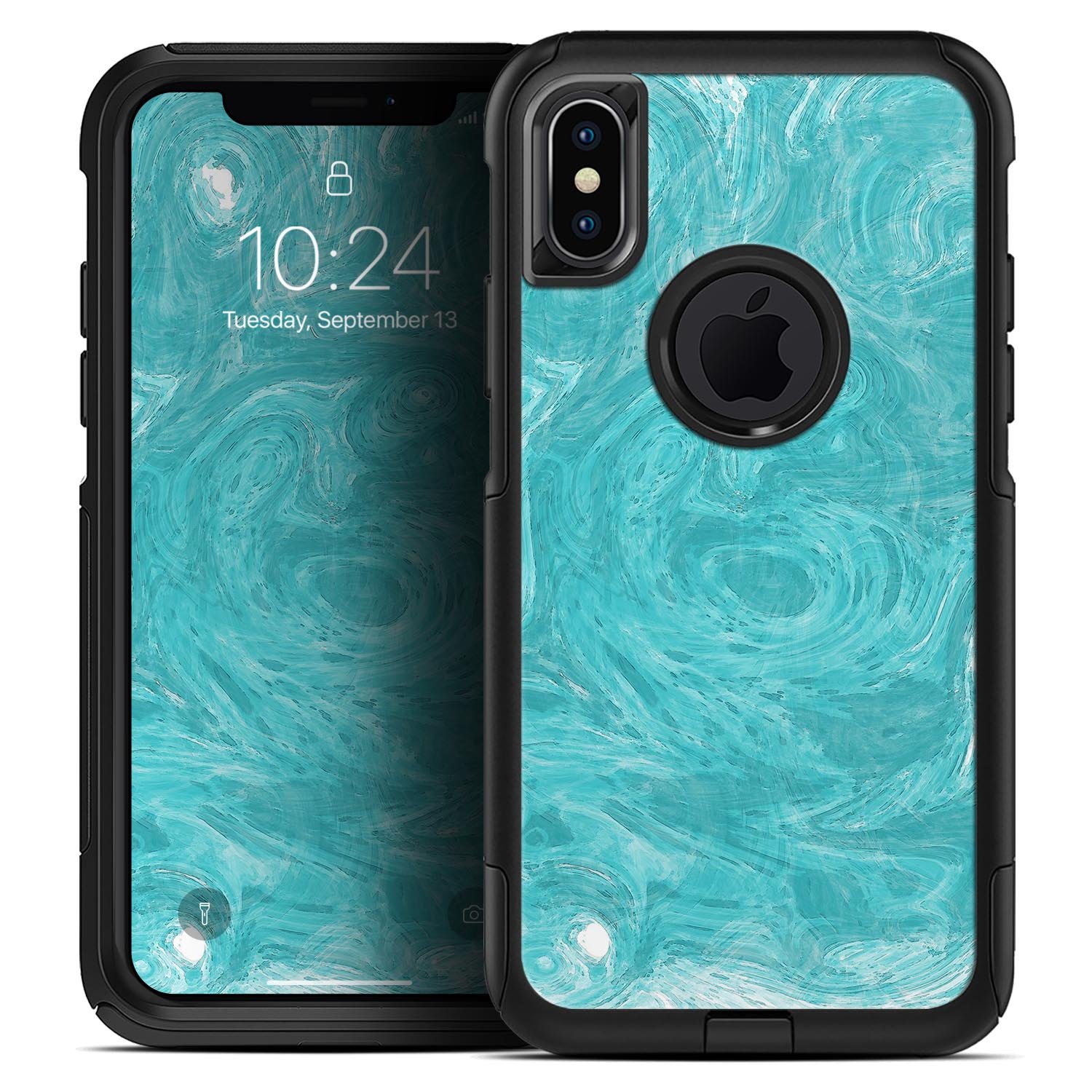 Marble Surface V1 Teal Skin Kit for iPhone OtterBox Cases, showcasing a stylish teal marble design.