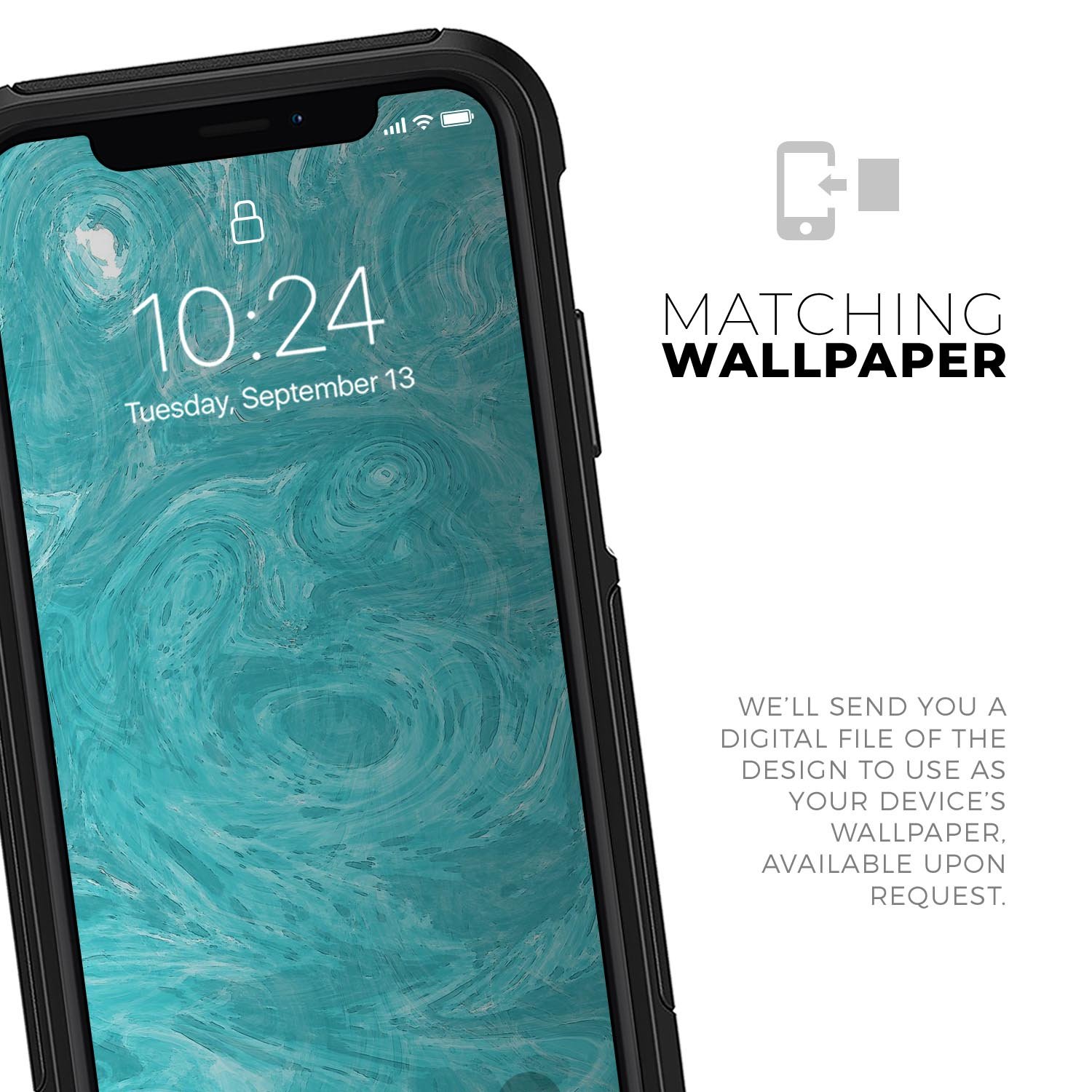 Marble Surface V1 Teal Skin Kit for iPhone OtterBox Cases, showcasing a stylish teal marble design.