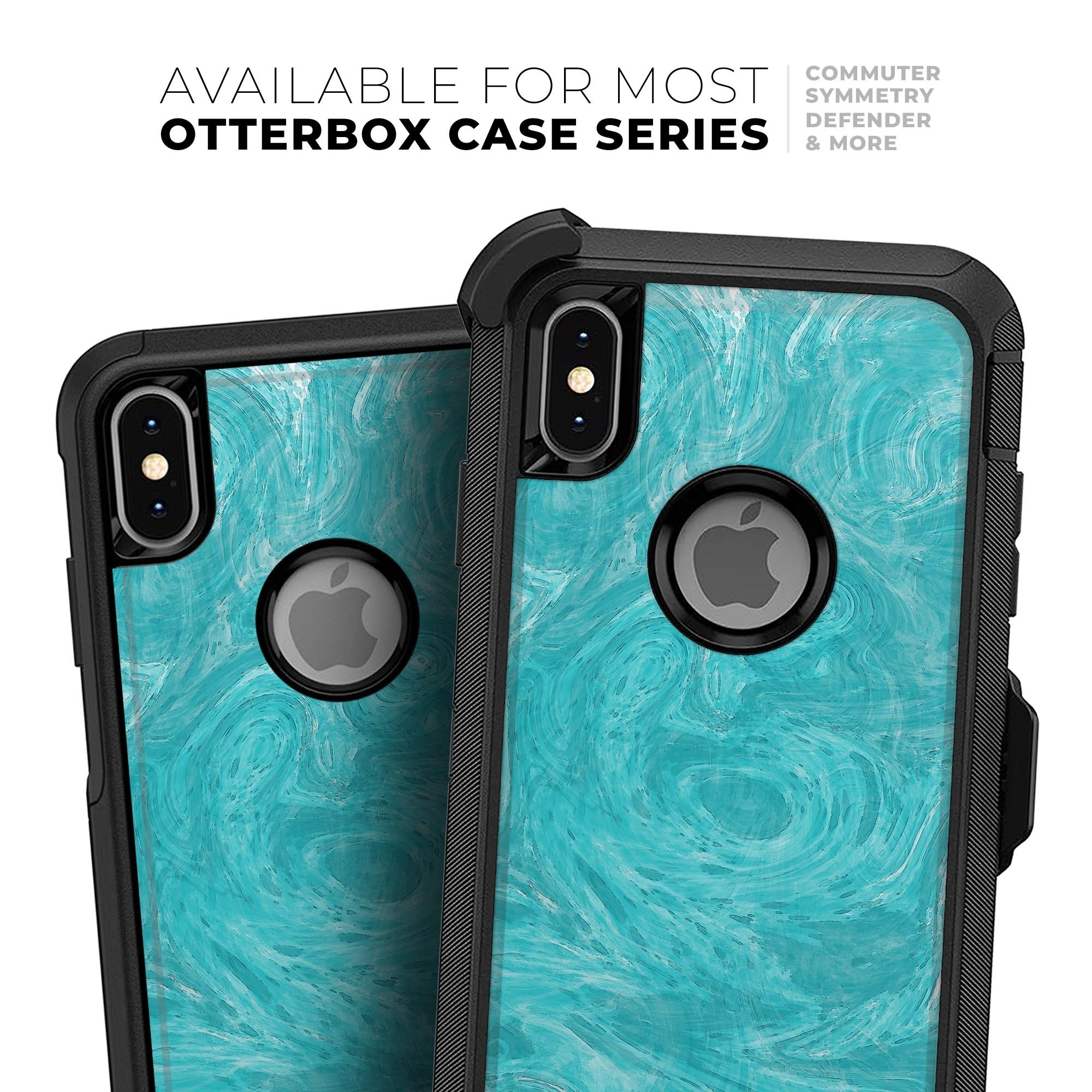 Marble Surface V1 Teal Skin Kit for iPhone OtterBox Cases, showcasing a stylish teal marble design.