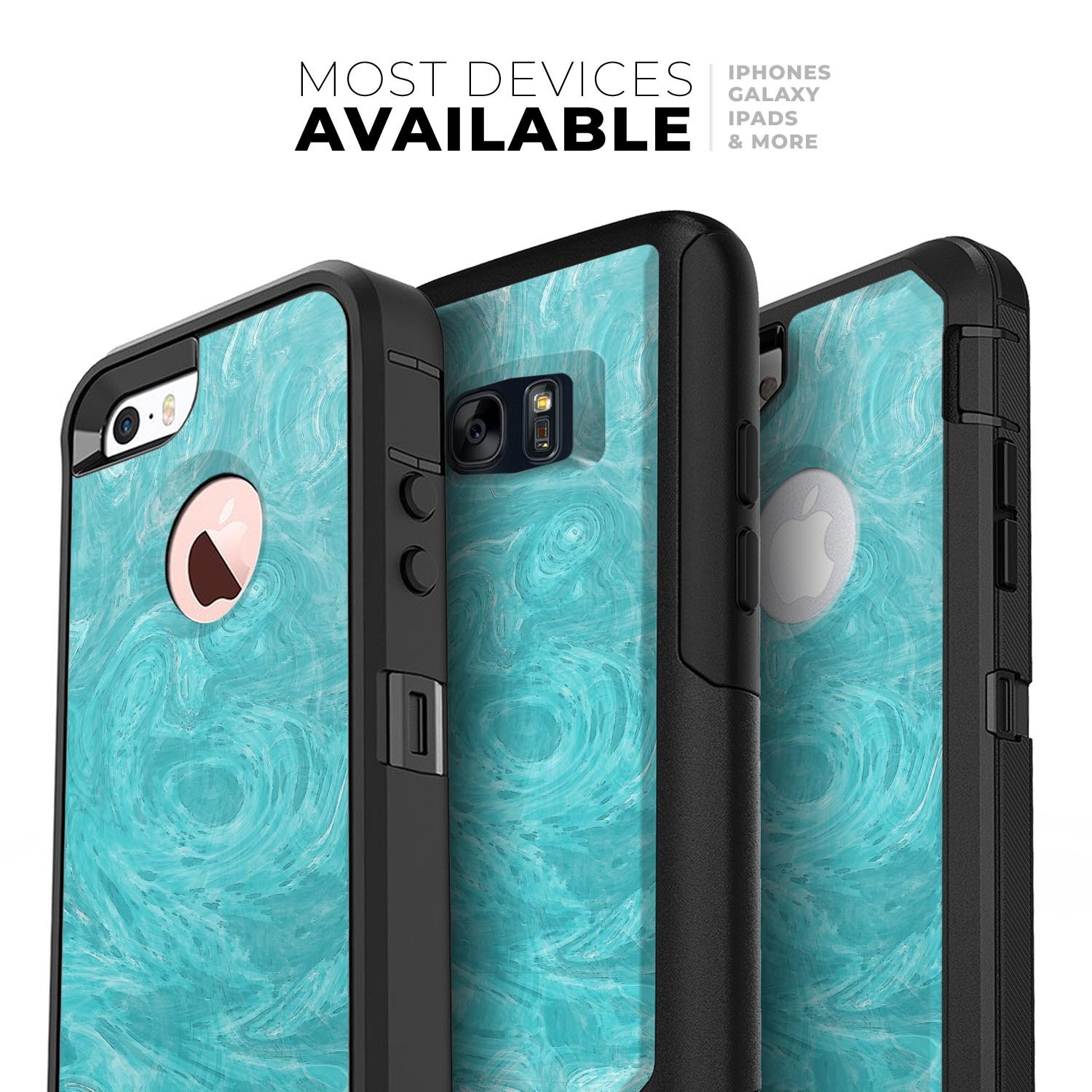 Marble Surface V1 Teal Skin Kit for iPhone OtterBox Cases, showcasing a stylish teal marble design.