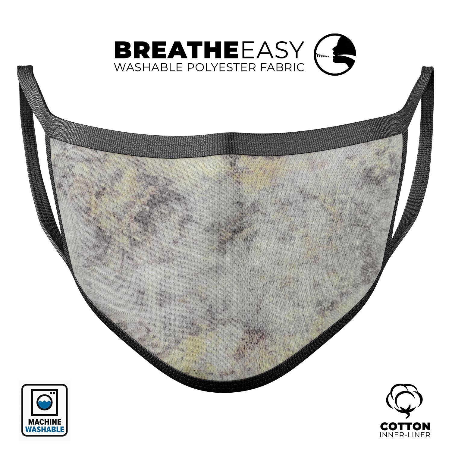 Marble Surface V2 mouth cover, unisex anti-dust cotton mask with adjustable ear loops, made in the USA.