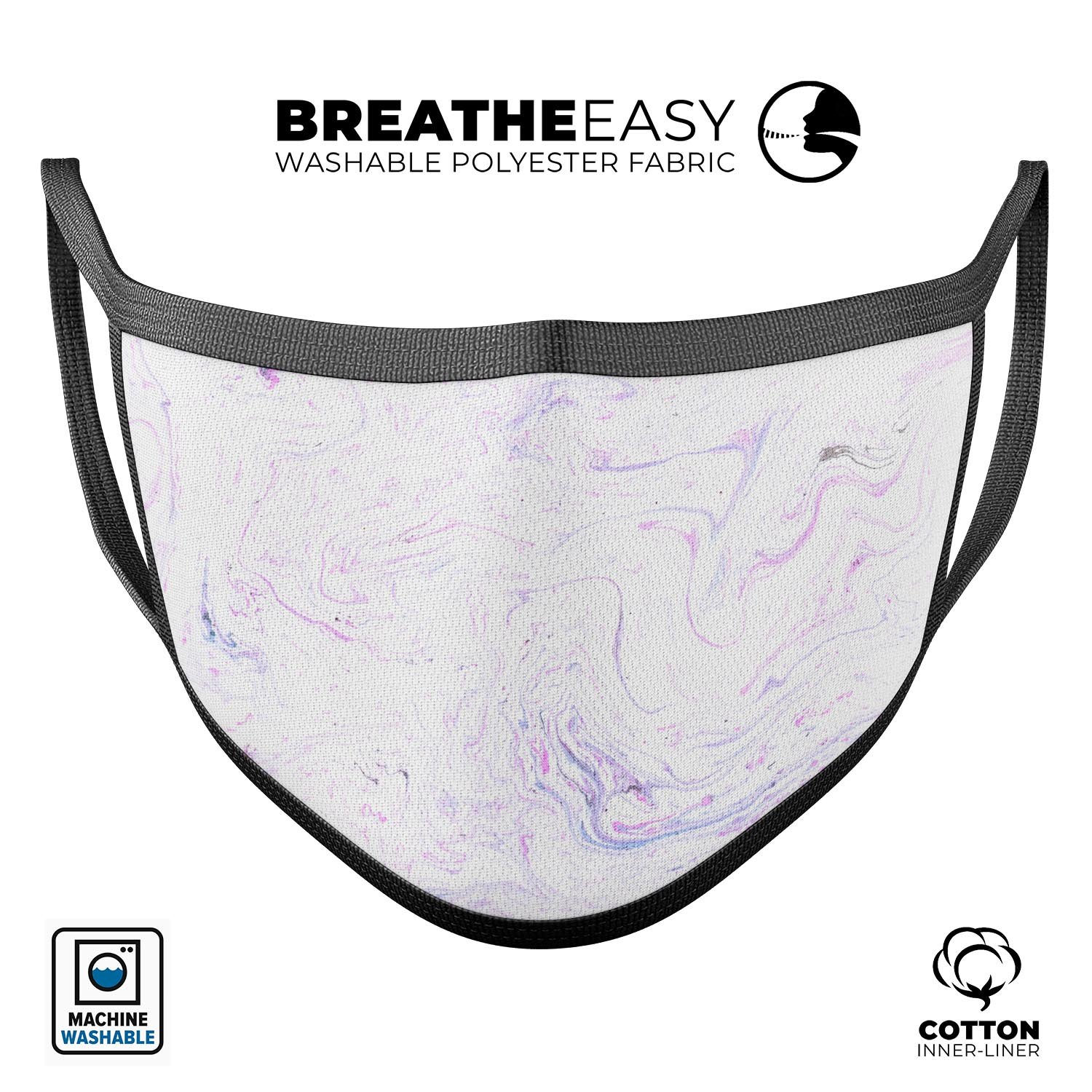 Marble Textures 19 mouth cover, a stylish unisex anti-dust cotton mask made in the USA, featuring adjustable ear loops and a comfortable fit.