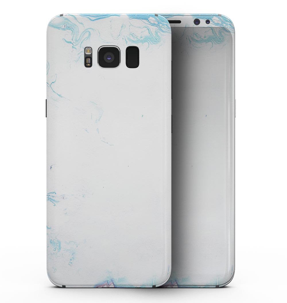 Marbleized Blue Border v2 skin for Samsung Galaxy S8, showcasing a stylish design with a blue marble pattern.