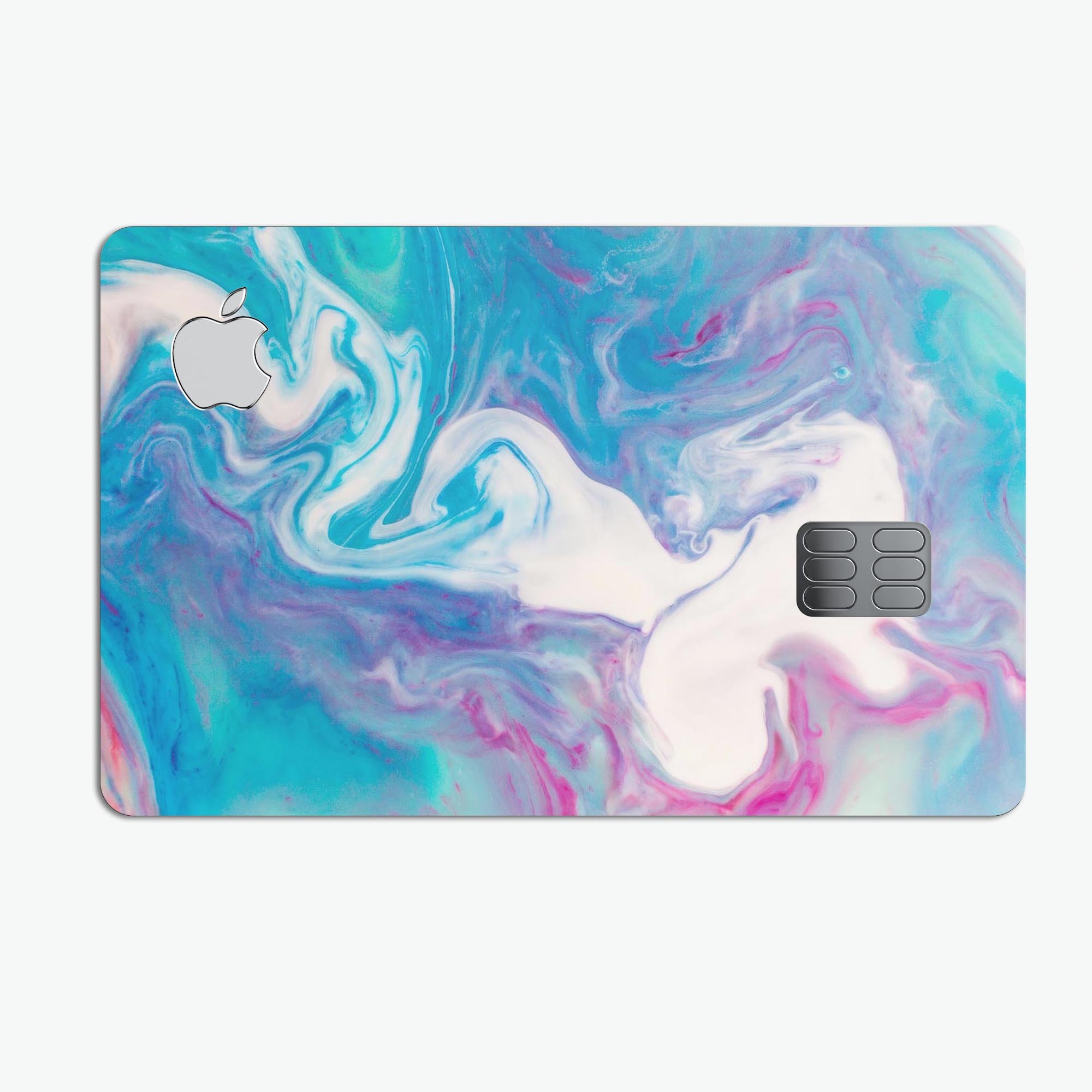 Marbleized Blue Paradise V45 decal skin for Apple Card, showcasing a vibrant blue marble design with a glossy finish.