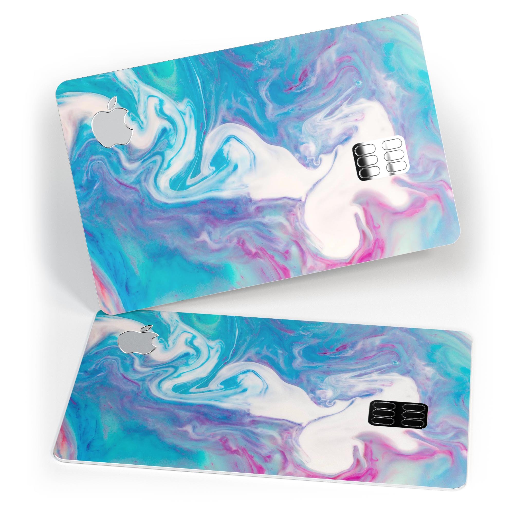 Marbleized Blue Paradise V45 decal skin for Apple Card, showcasing a vibrant blue marble design with a glossy finish.