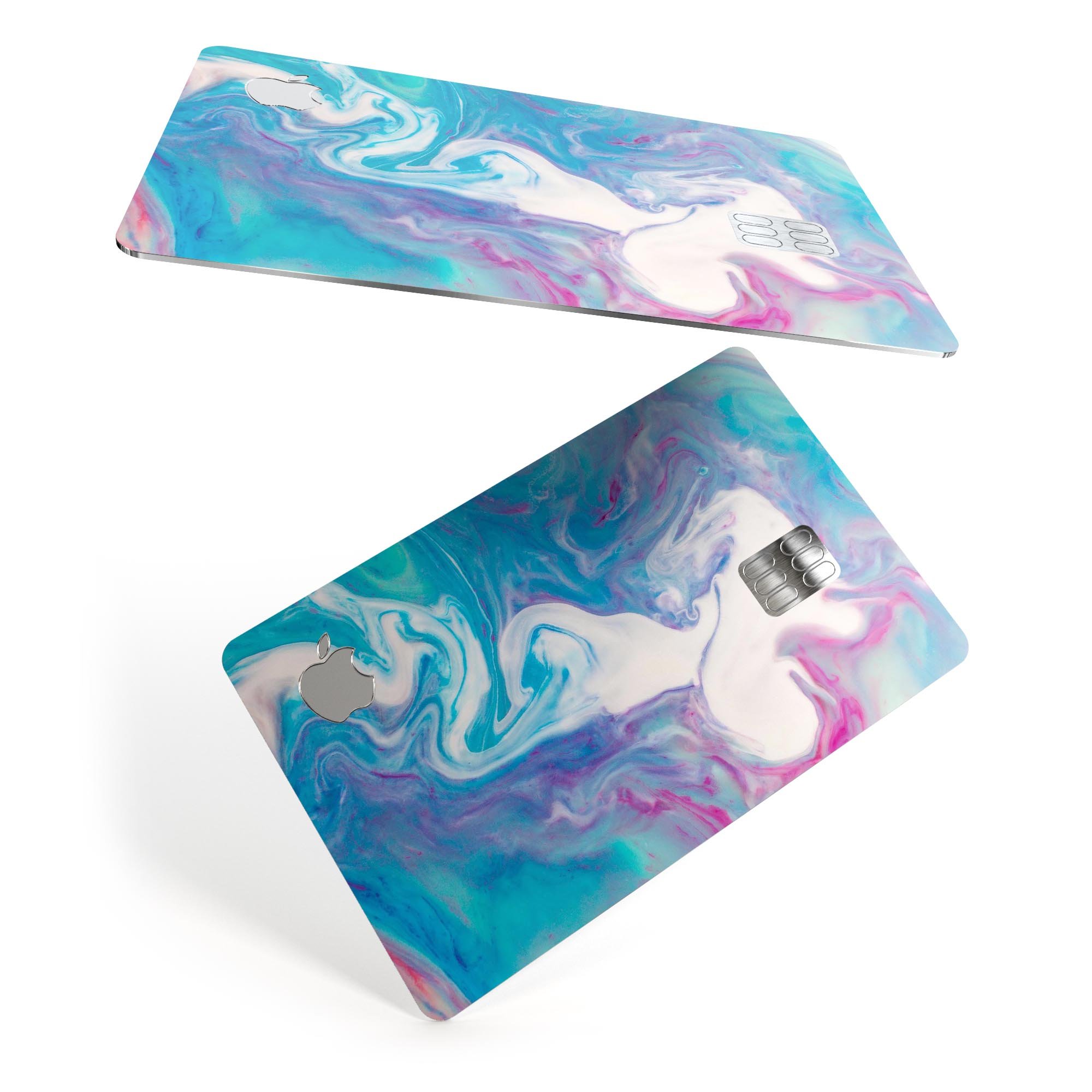 Marbleized Blue Paradise V45 decal skin for Apple Card, showcasing a vibrant blue marble design with a glossy finish.